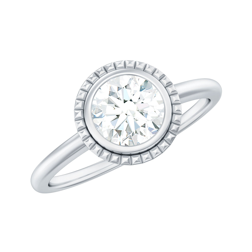 6mm Round Moissanite Solitaire Engagement Ring in Bezel Setting