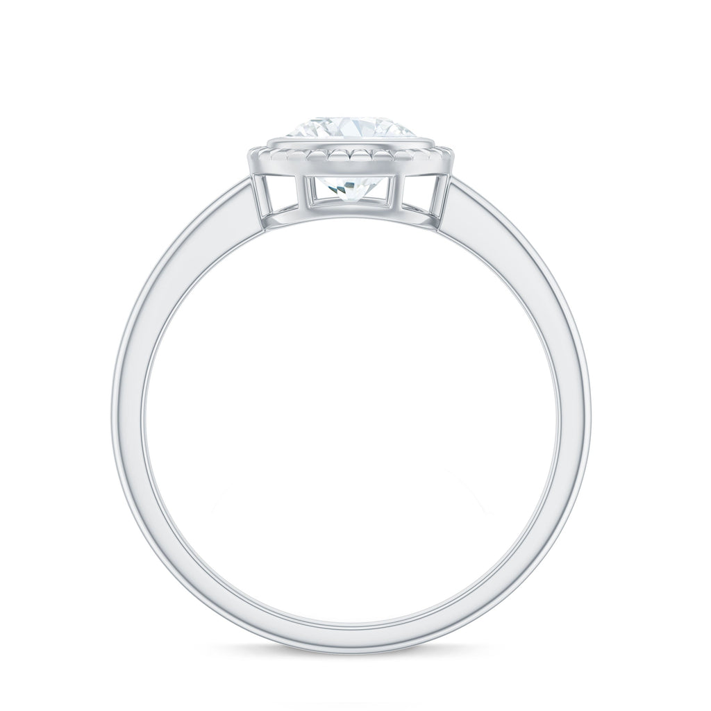 6mm Round Moissanite Solitaire Engagement Ring in Bezel Setting