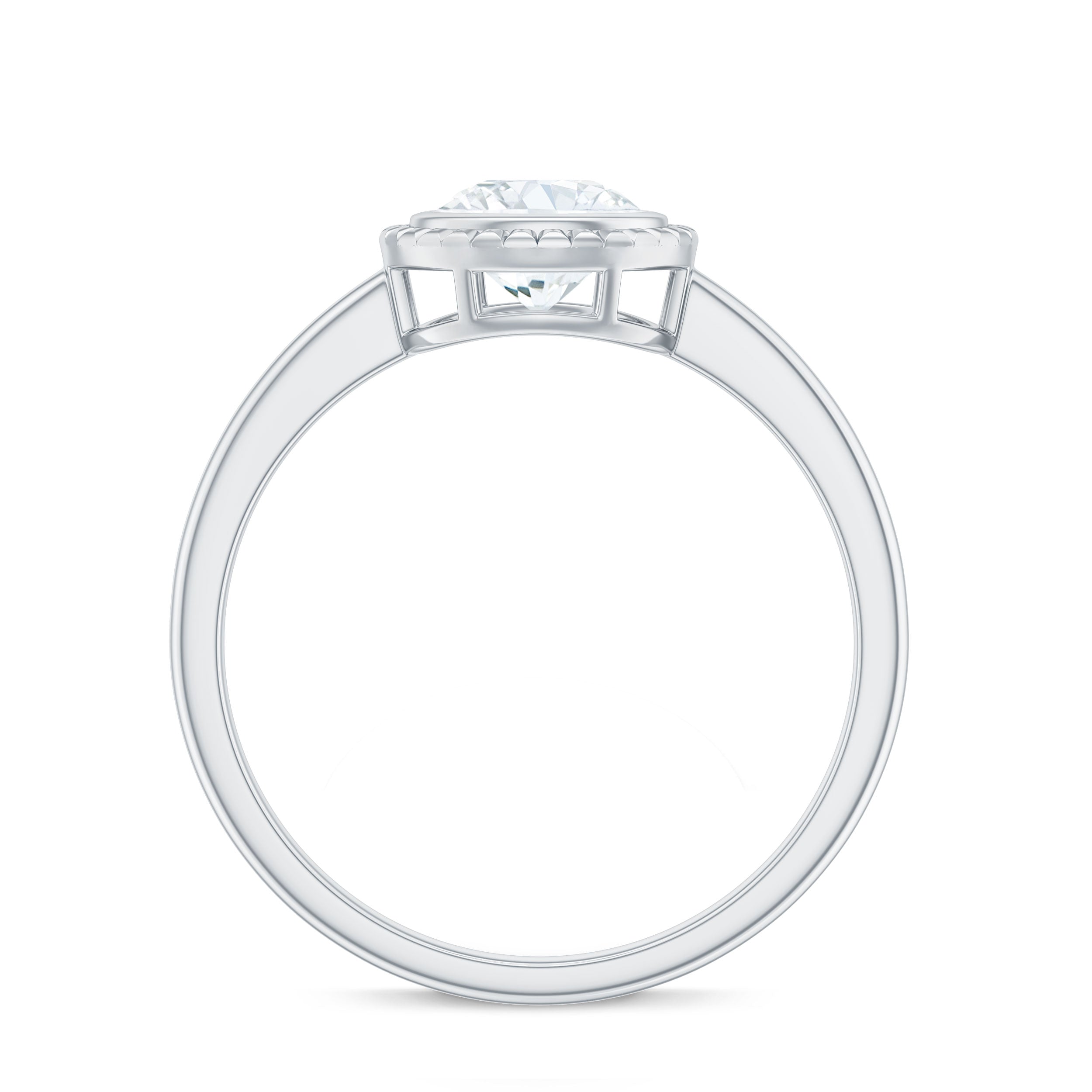 6mm Round Moissanite Solitaire Engagement Ring in Bezel Setting