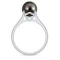 7.75 CT Classic Tahitian Pearl Solitaire Ring with Surprise Diamond