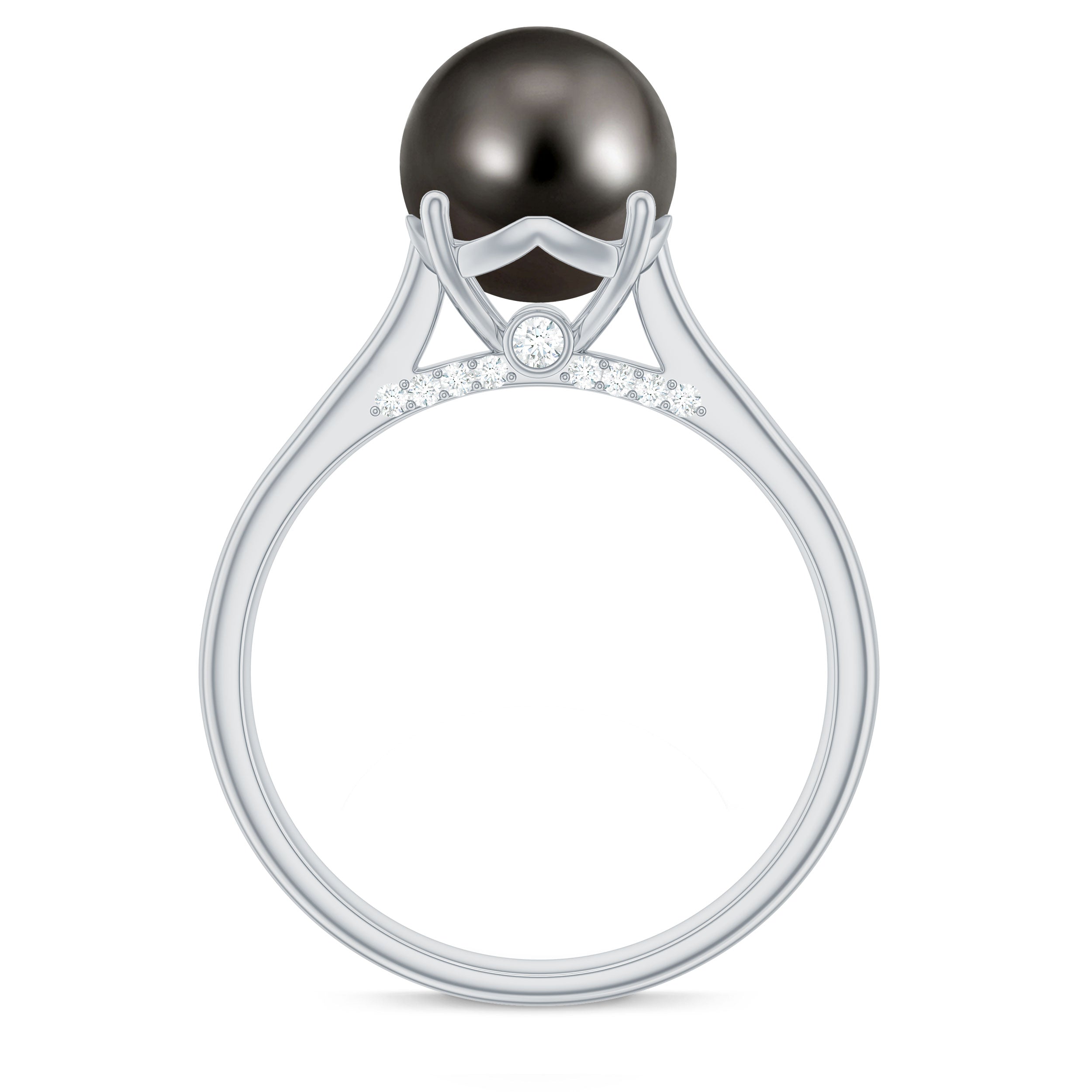 7.75 CT Classic Tahitian Pearl Solitaire Ring with Surprise Diamond