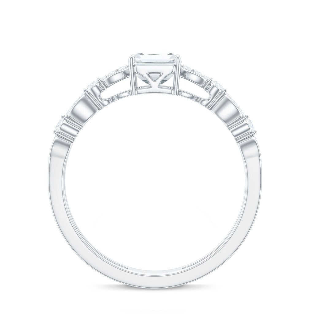 2 Carat Emerald Cut Moissanite Engagement Ring (D-VS1)