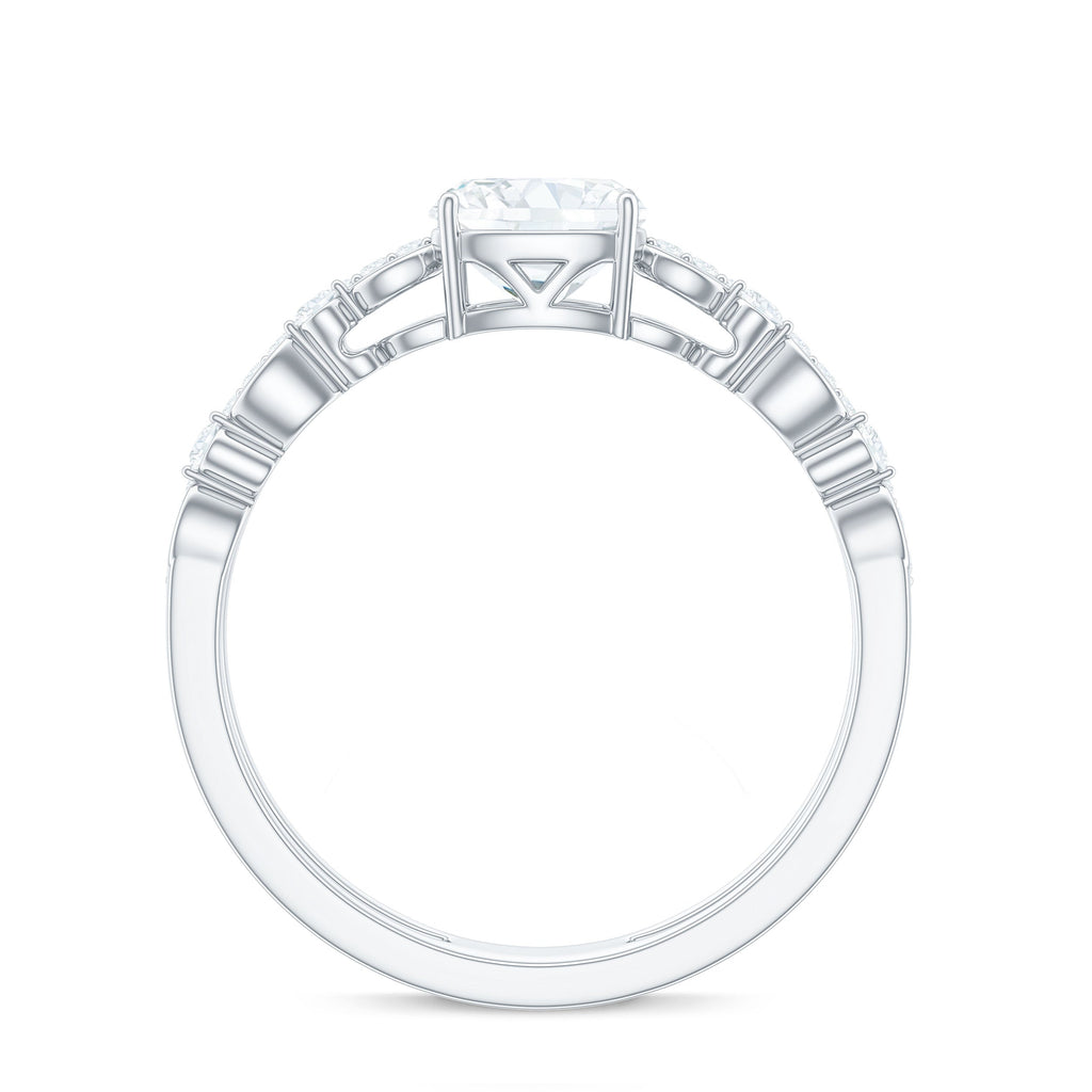 6mm Cushion Cut Moissanite Solitaire Double Band Engagement Ring