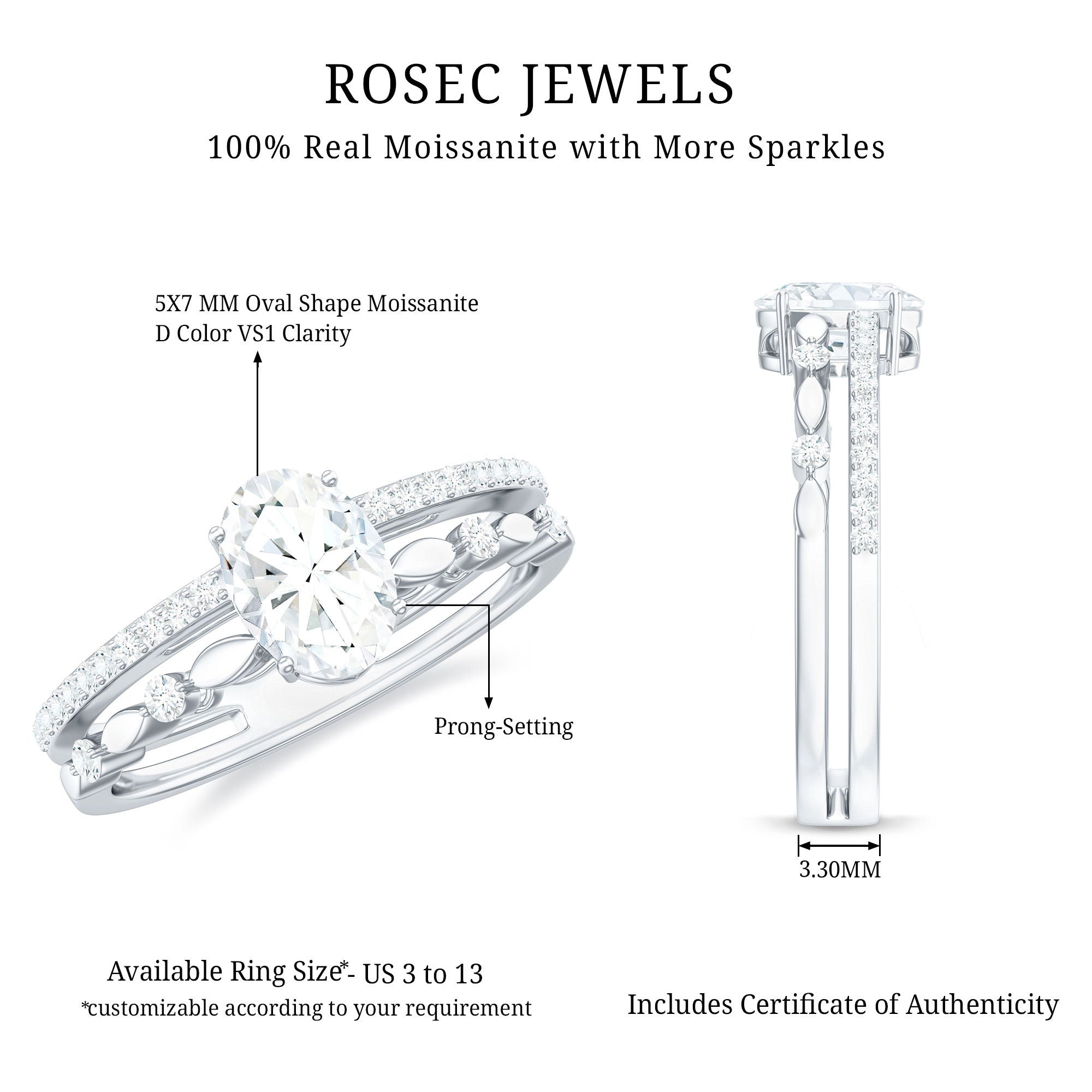 Oval Cut Moissanite Engagement Ring For Women