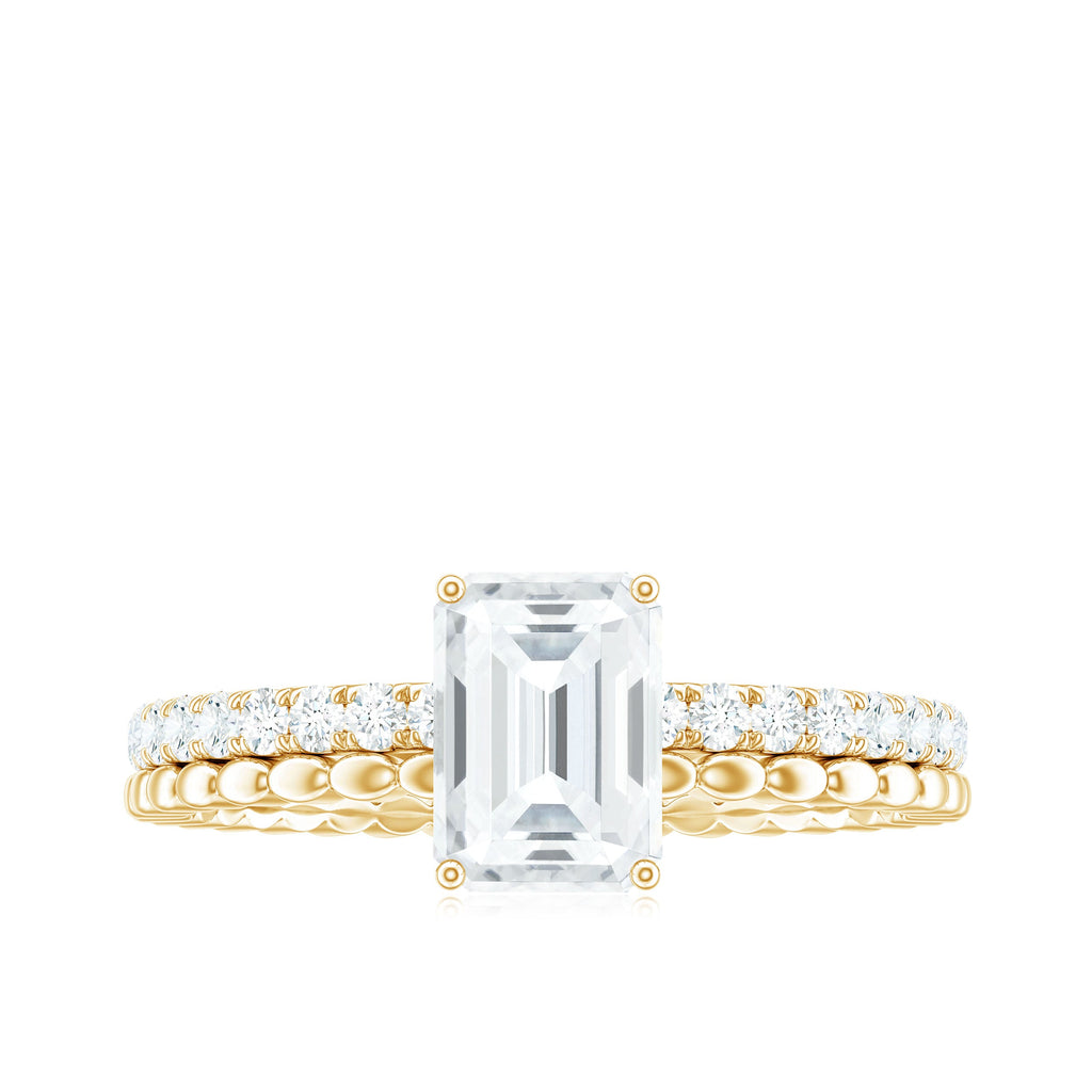 Certified 6X8mm Emerald Cut Moissanite Solitaire Engagement Ring