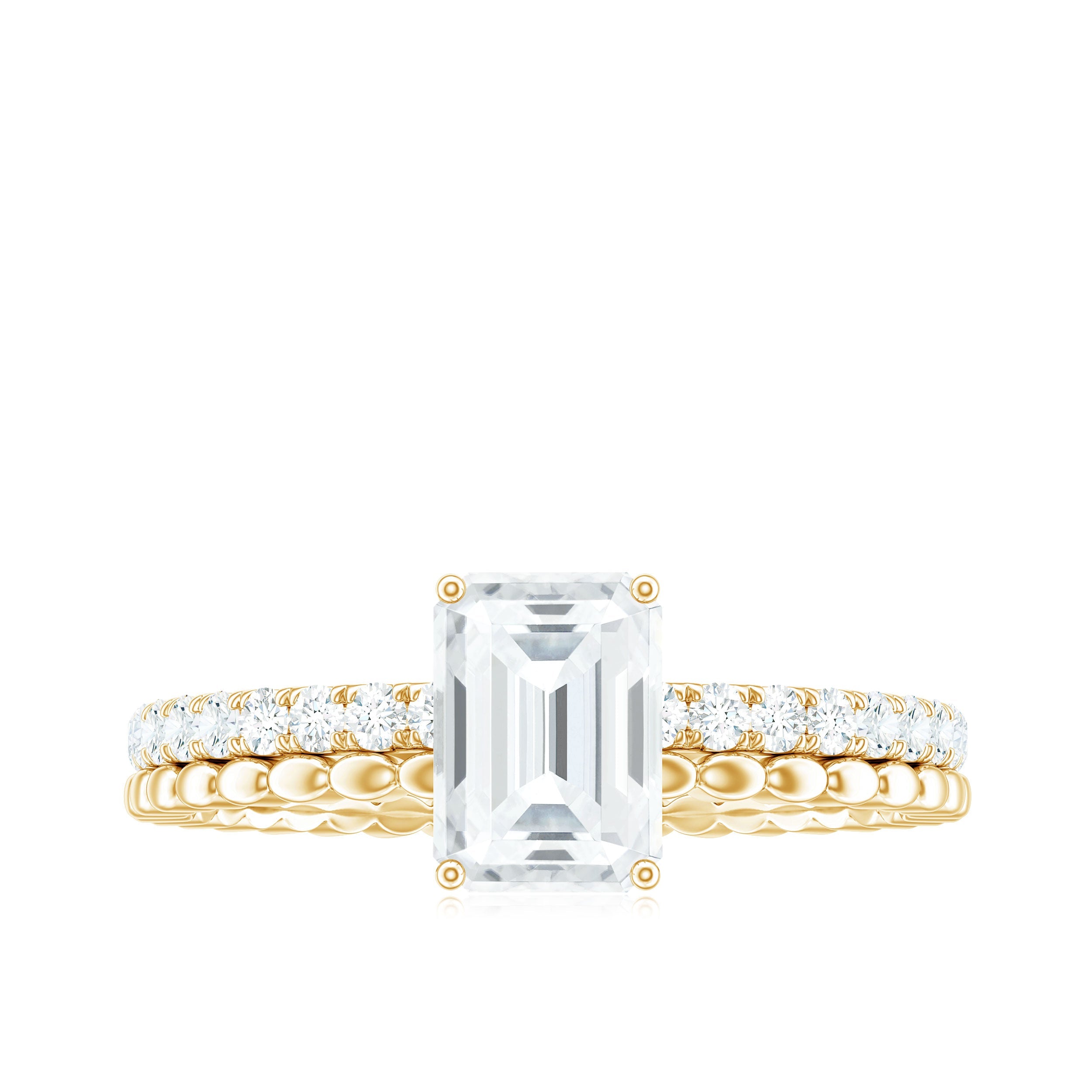 Certified 6X8mm Emerald Cut Moissanite Solitaire Engagement Ring