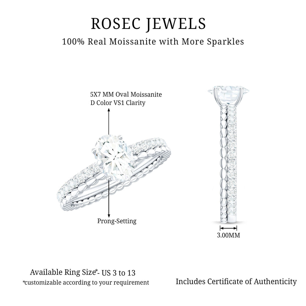 5x7mm Solitaire Moissanite Oblong Engagement Ring