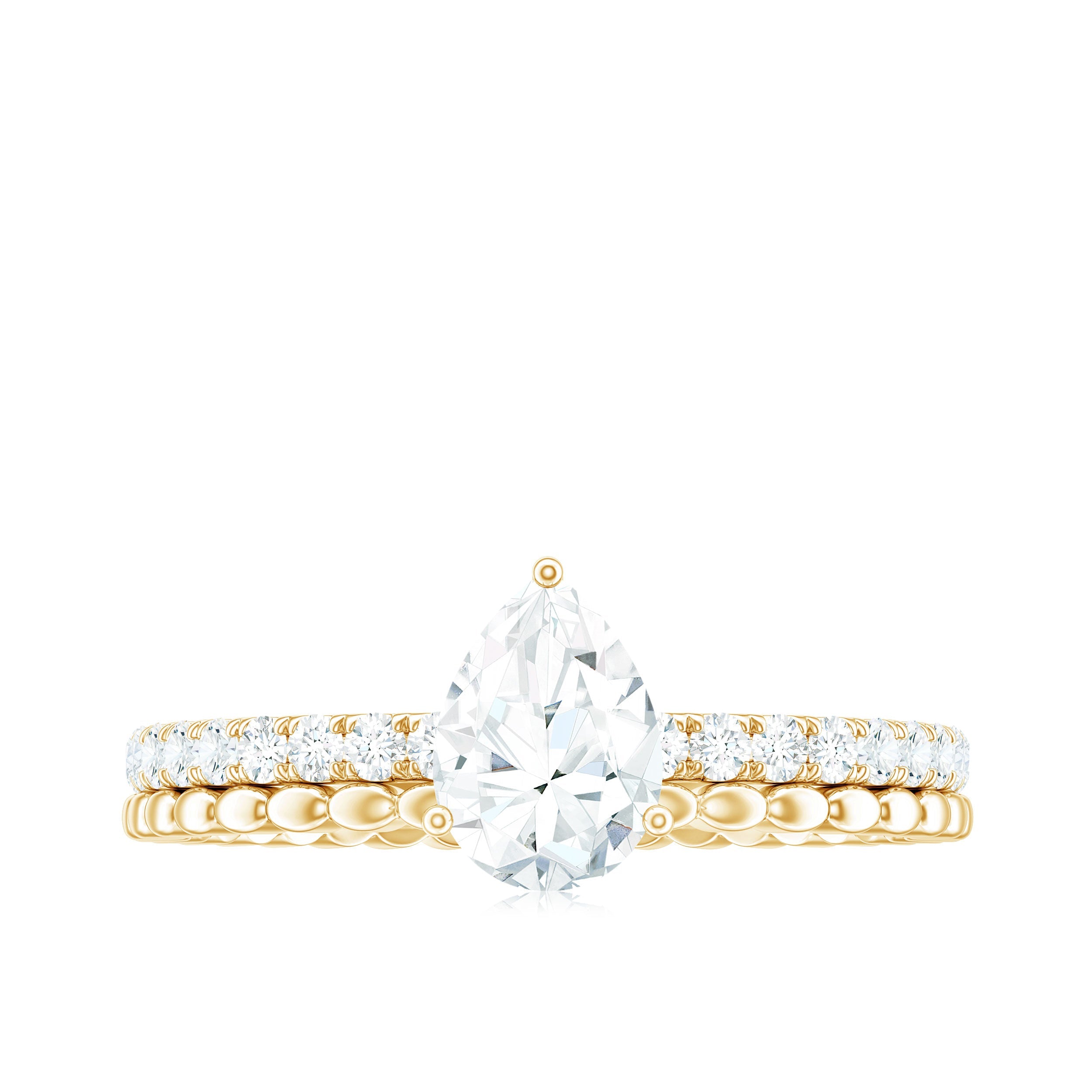 5X7mm Pear Cut Moissanite Solitaire Engagement Ring