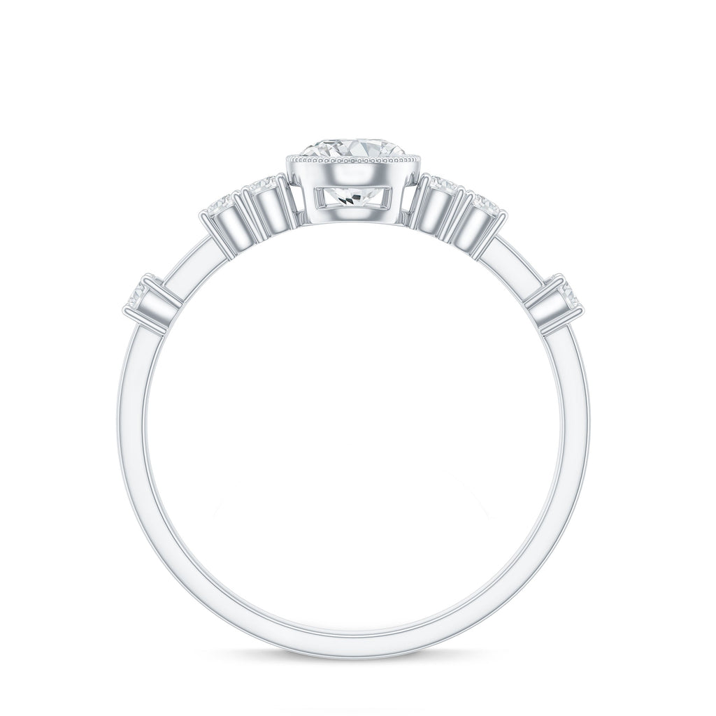 5mm Round Certified Moissanite Solitaire Engagement Ring in Bezel Setting
