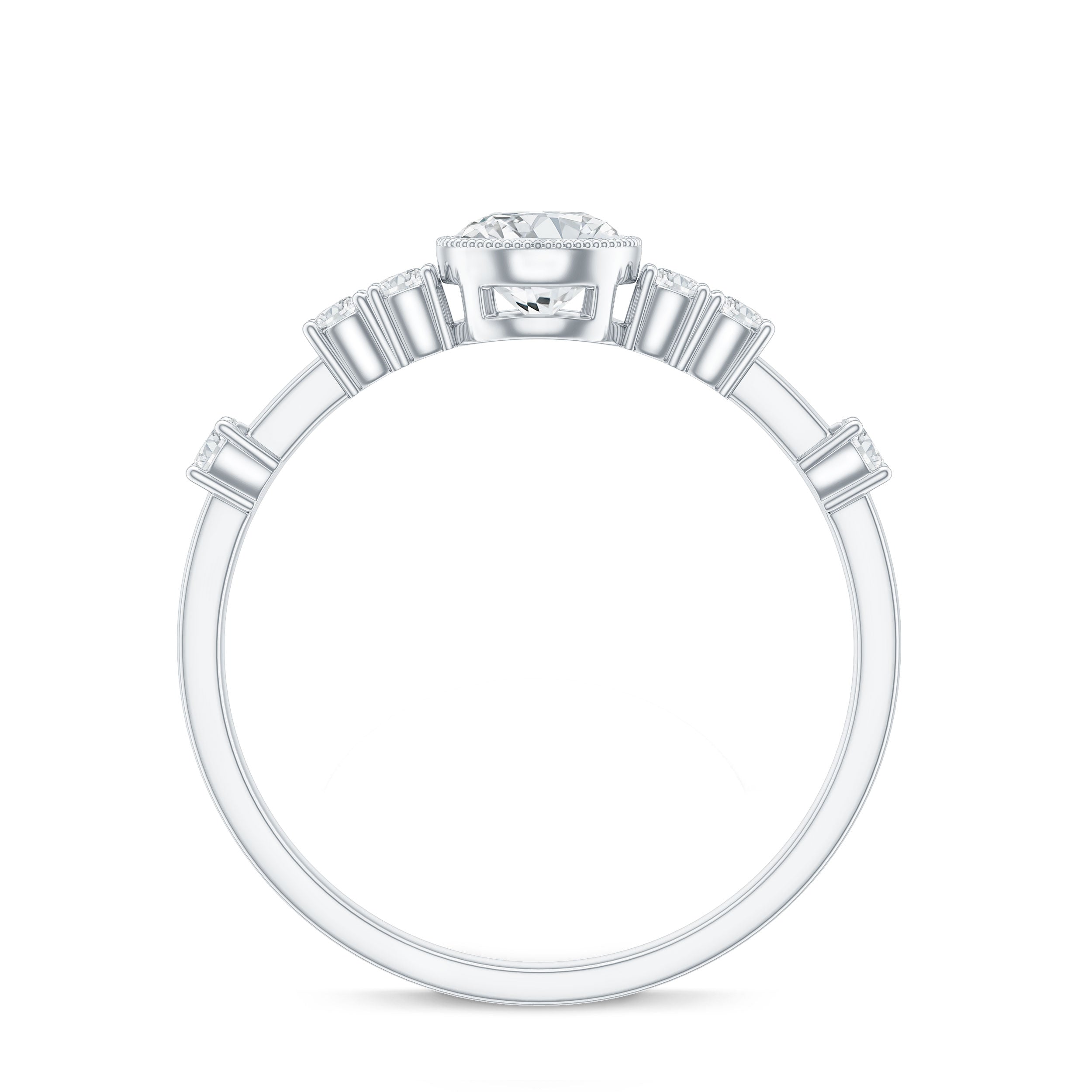5mm Round Certified Moissanite Solitaire Engagement Ring in Bezel Setting