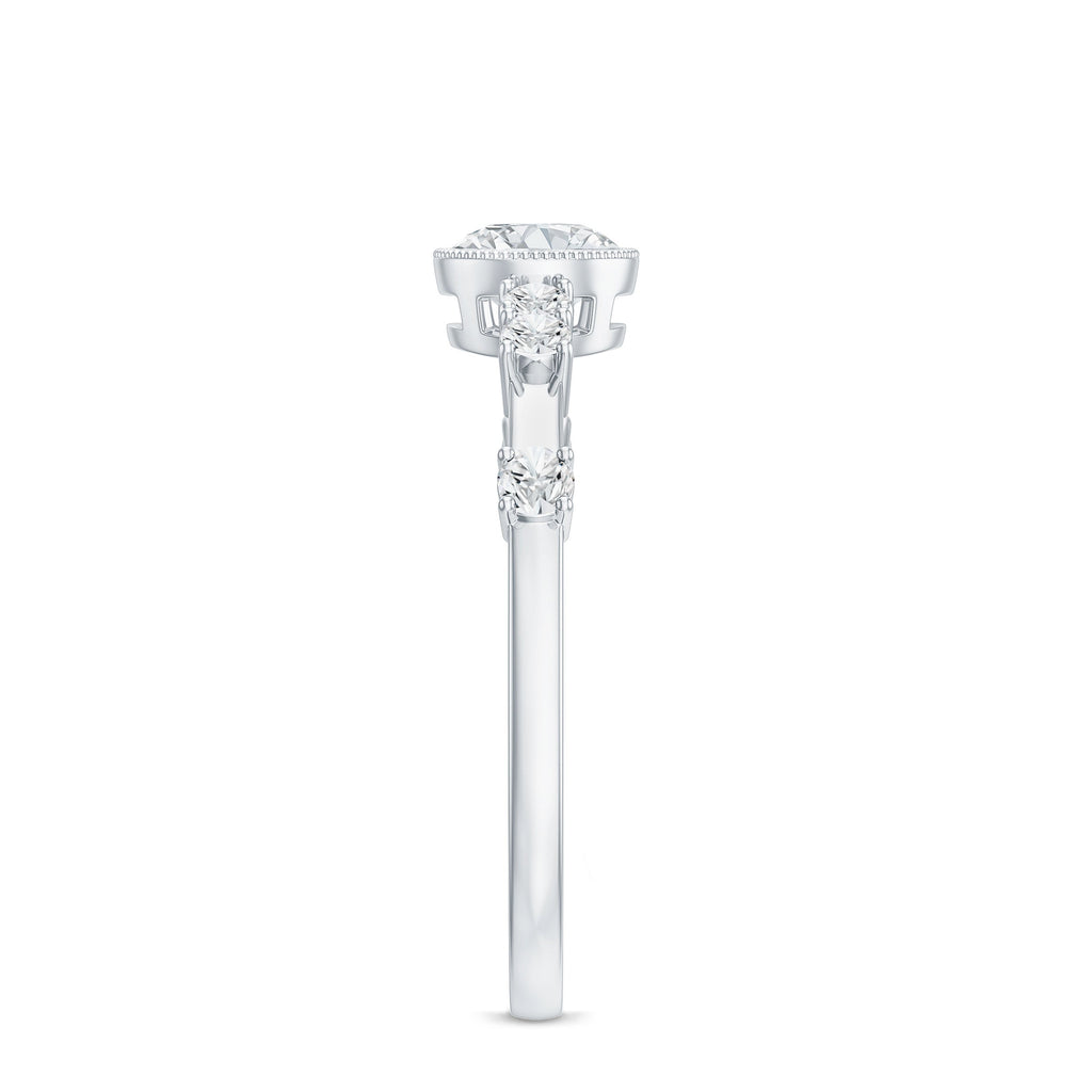 5mm Round Certified Moissanite Solitaire Engagement Ring in Bezel Setting