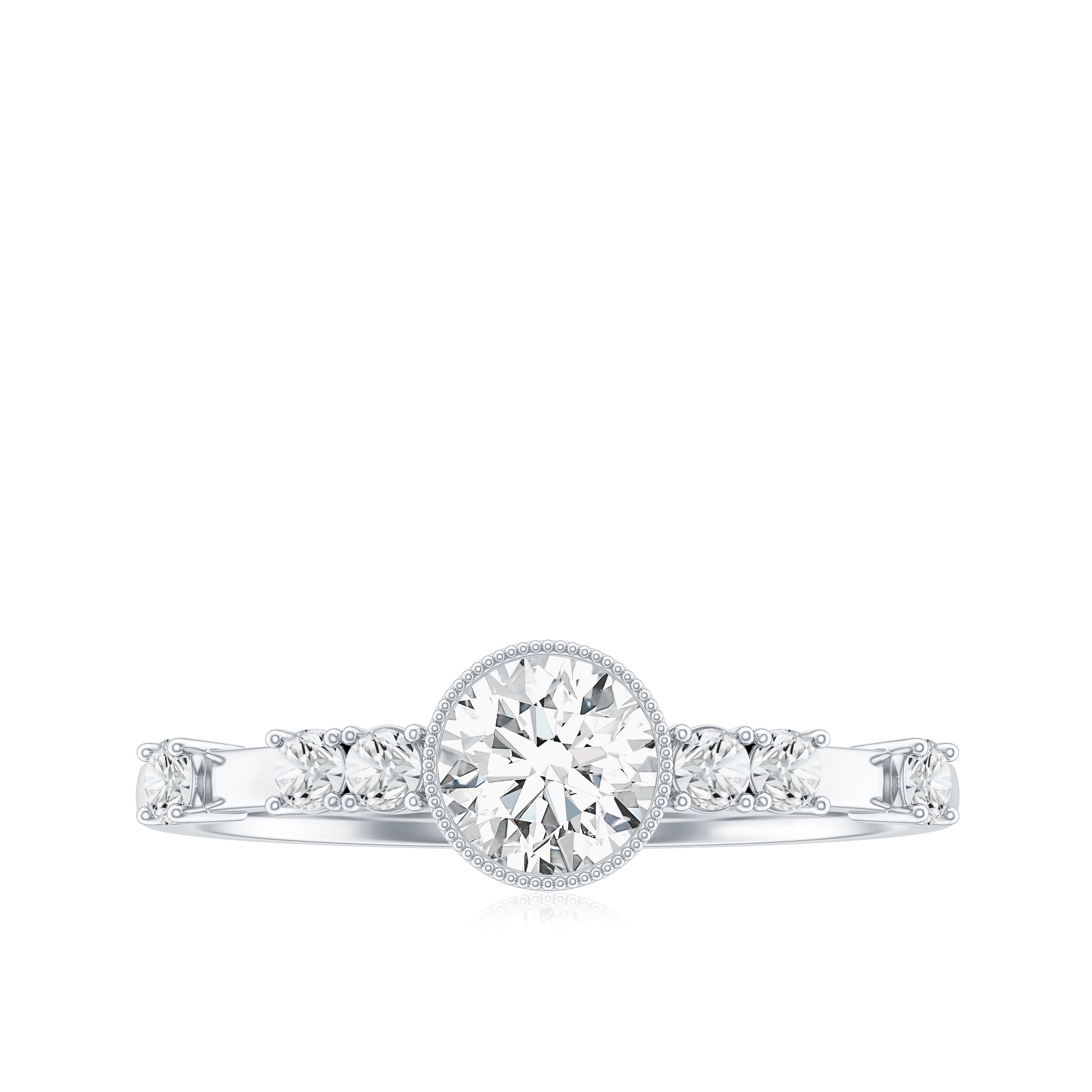 5mm Round Certified Moissanite Solitaire Engagement Ring in Bezel Setting