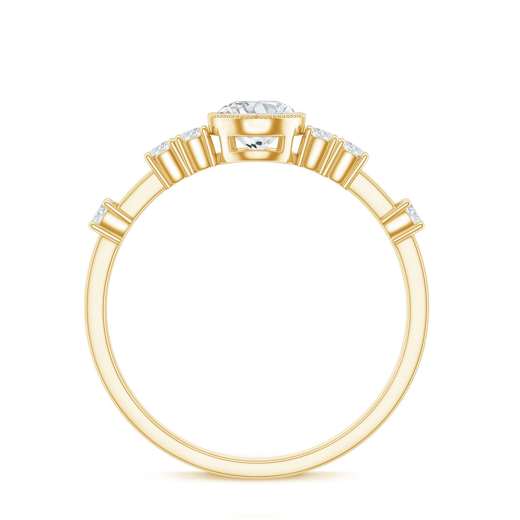 5mm Round Certified Moissanite Solitaire Engagement Ring in Bezel Setting