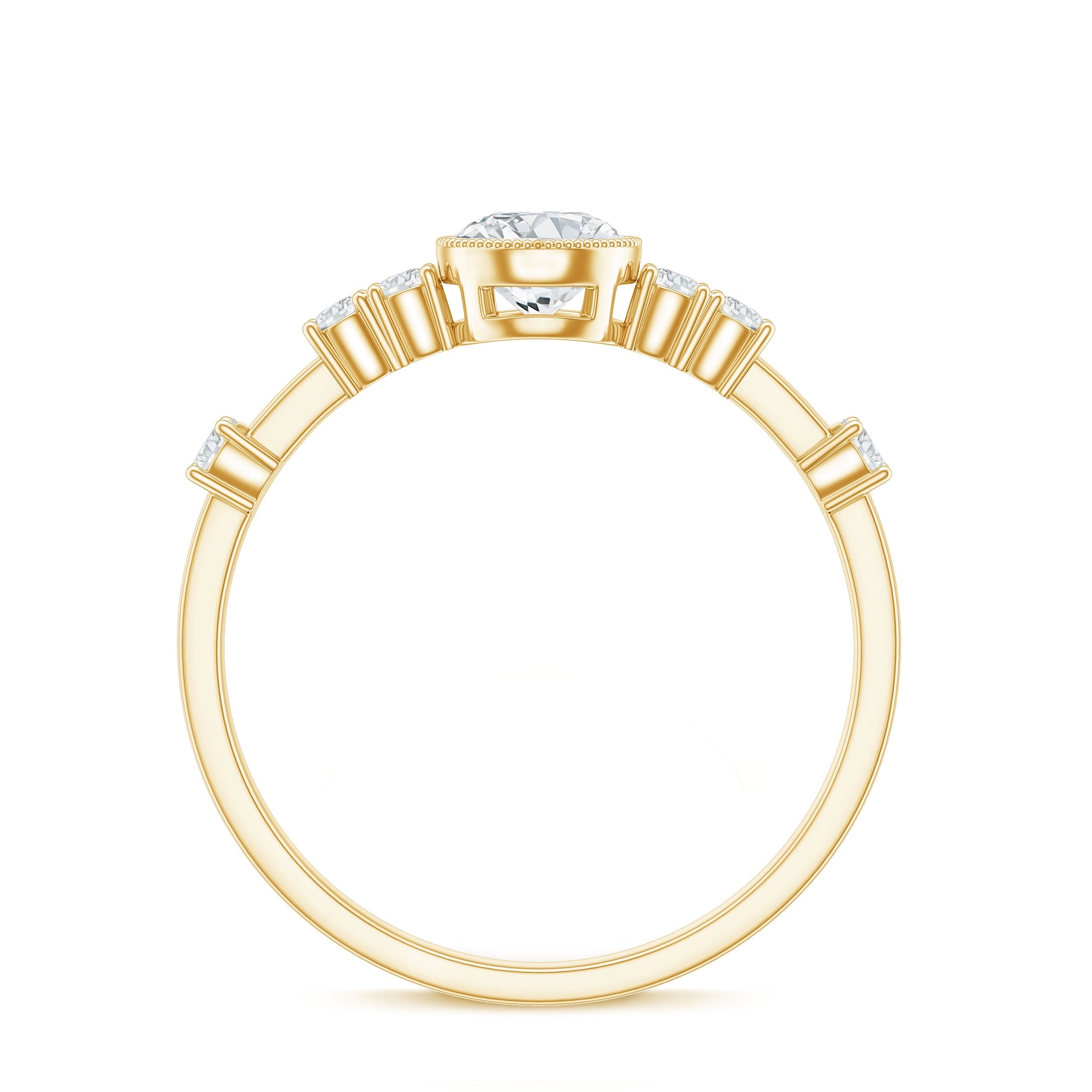 5mm Round Certified Moissanite Solitaire Engagement Ring in Bezel Setting