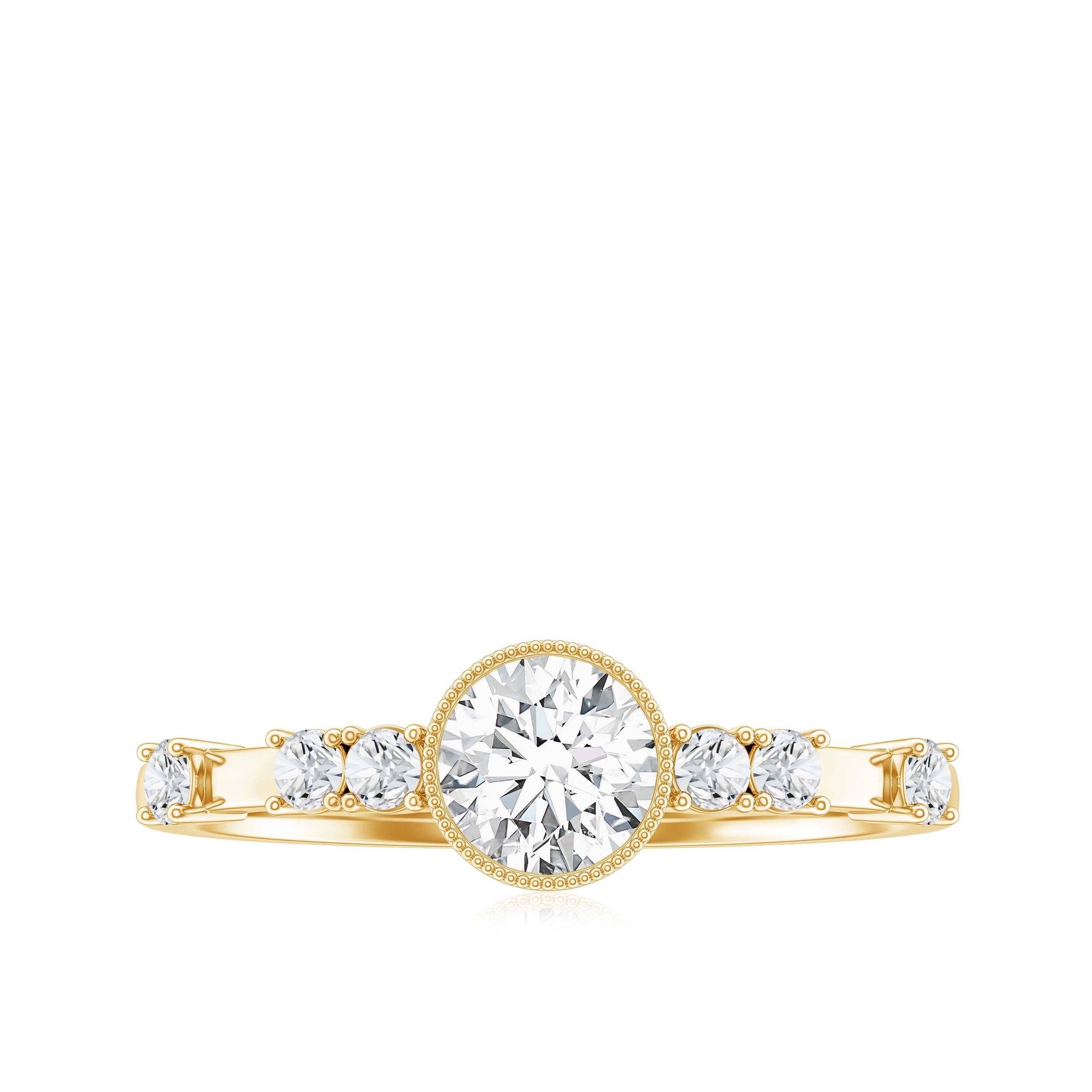 5mm Round Certified Moissanite Solitaire Engagement Ring in Bezel Setting