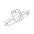 Womens Moissanite 6X8 mm Emerald Cut Engagement Ring in Bezel Setting