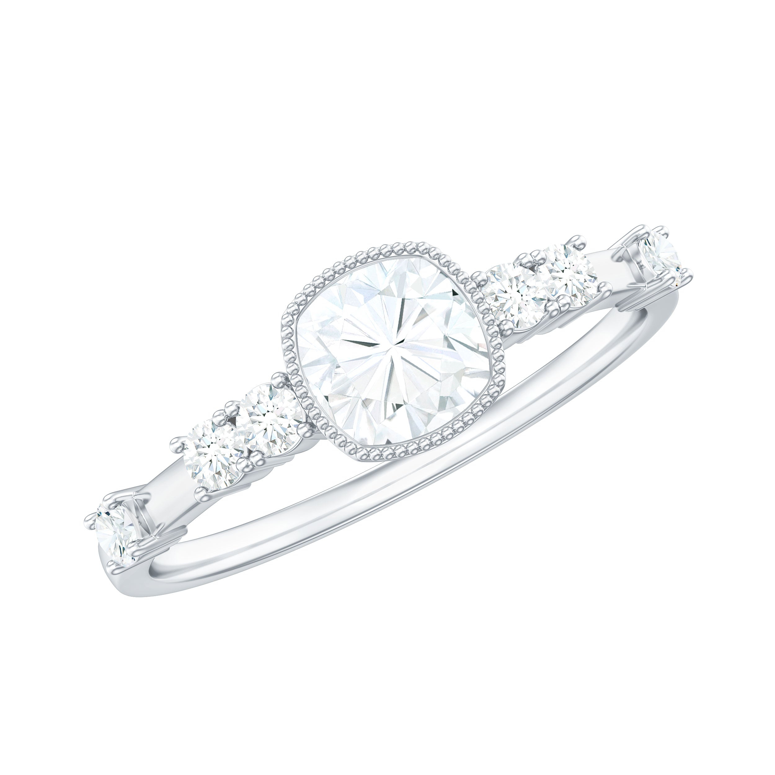 6mm Cushion Cut Moissanite Solitaire Engagement Ring in Bezel Setting
