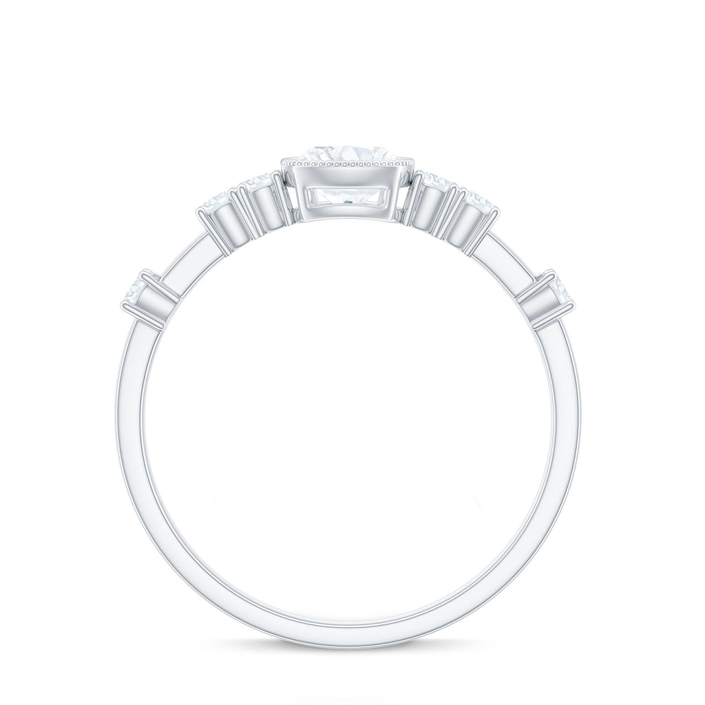 6mm Cushion Cut Moissanite Solitaire Engagement Ring in Bezel Setting