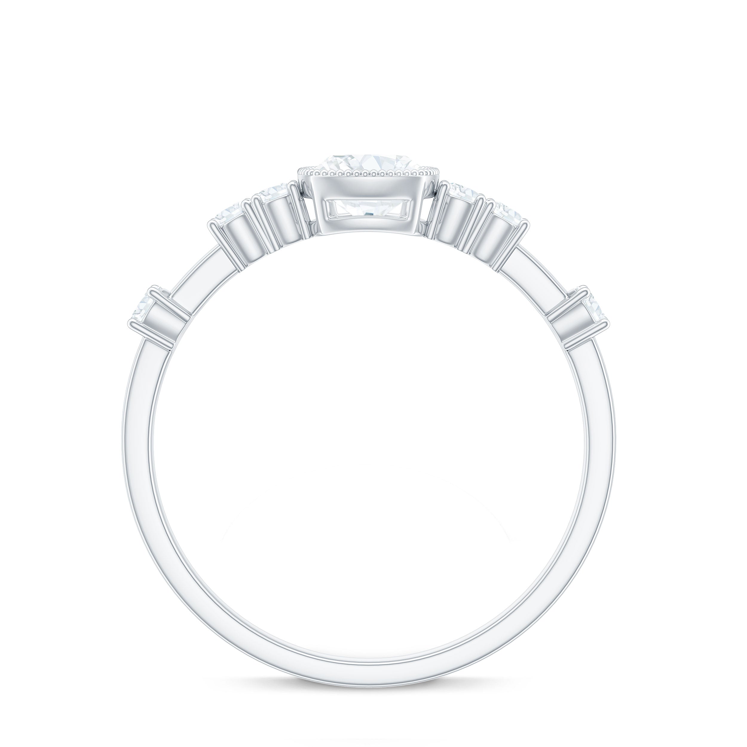6mm Cushion Cut Moissanite Solitaire Engagement Ring in Bezel Setting