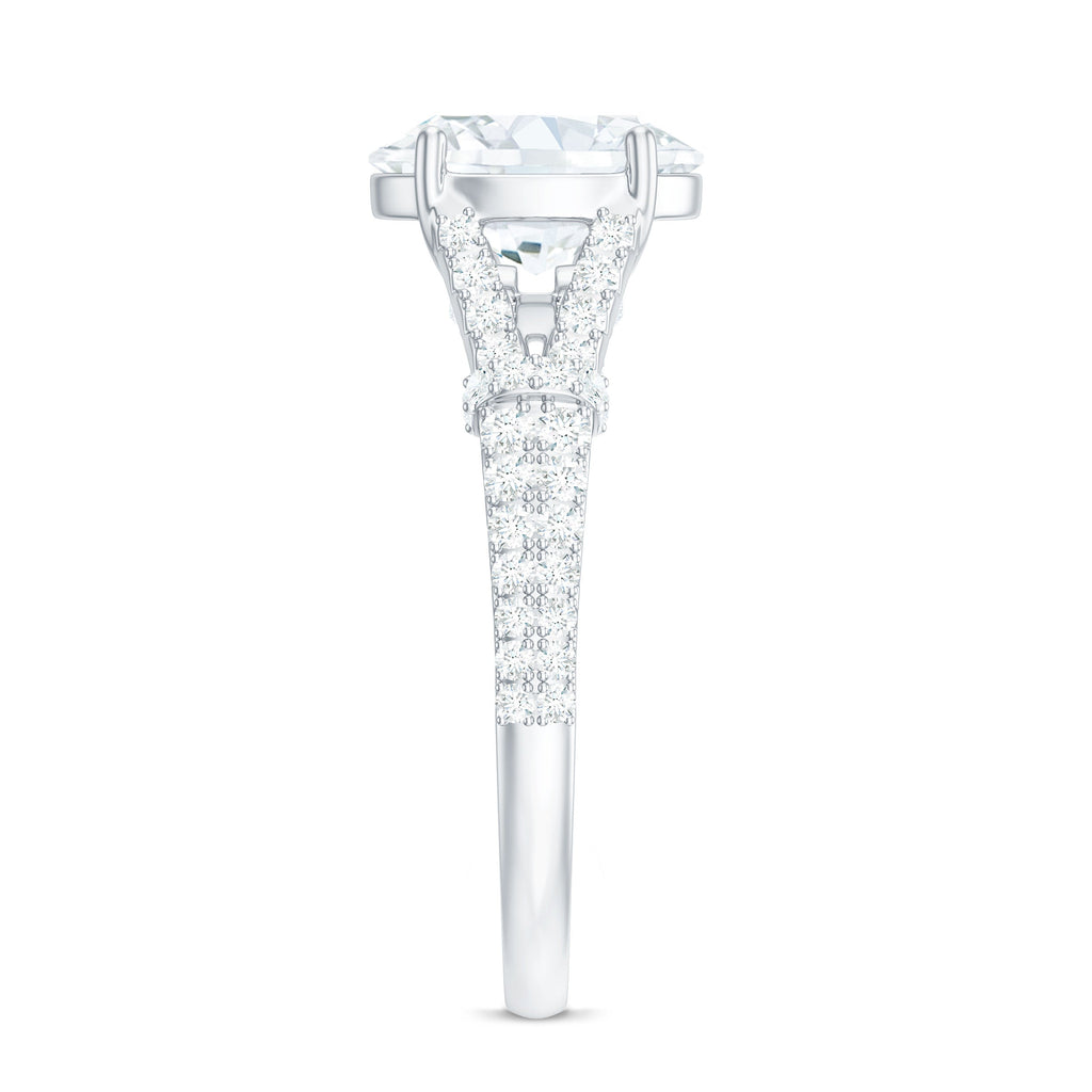 7X9 mm Oval Cut Moissanite Statement Engagement Ring with Split Shank