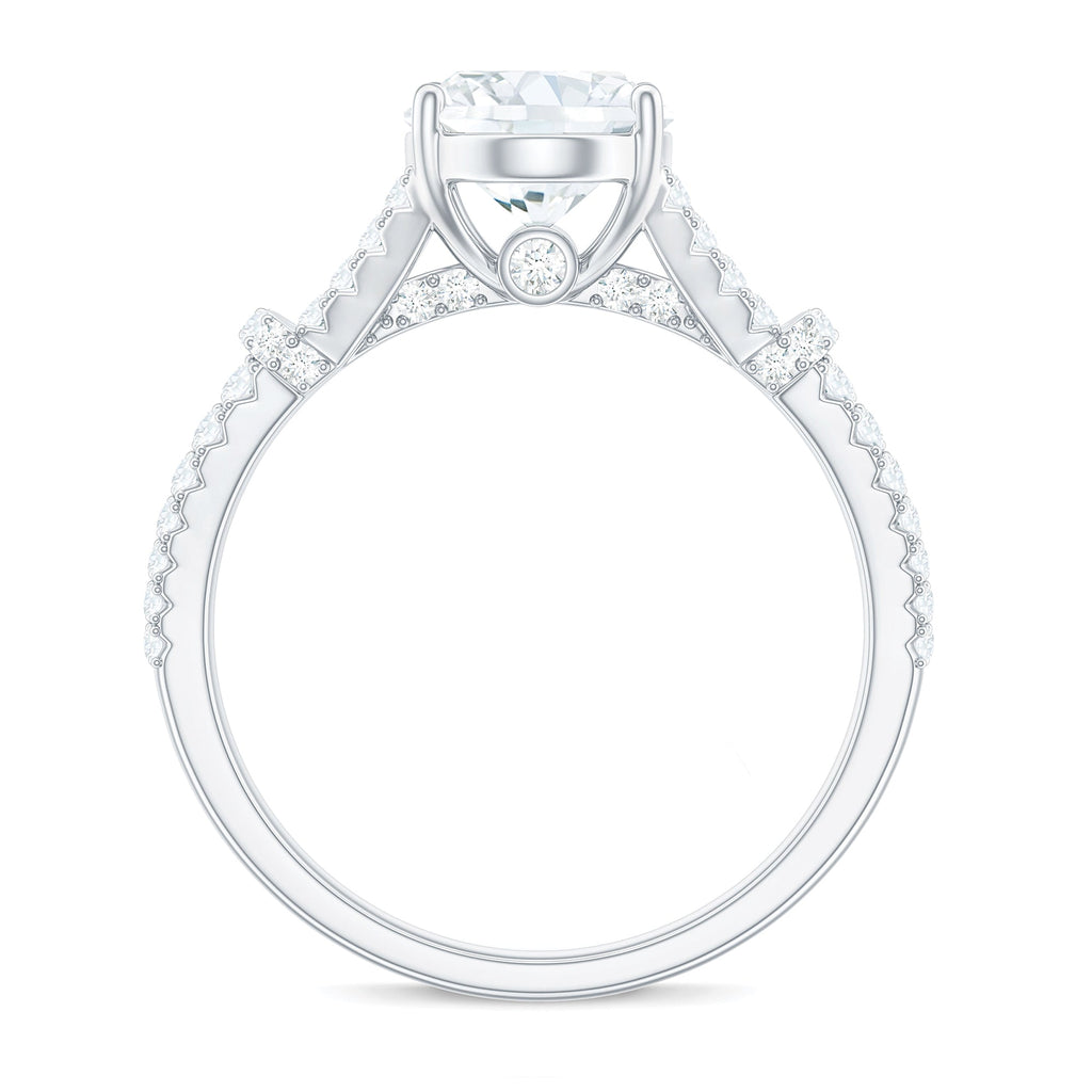 7X9 mm Oval Cut Moissanite Statement Engagement Ring with Split Shank