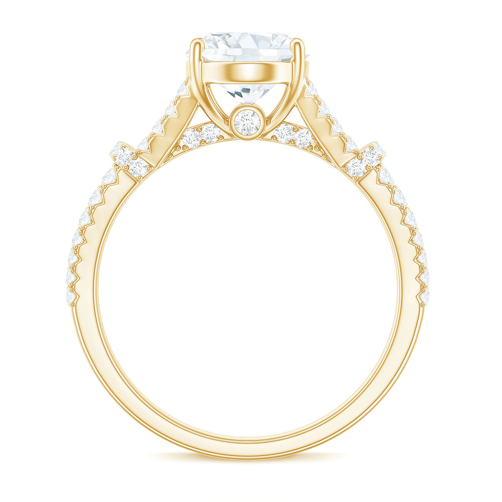 7X9 mm Oval Cut Moissanite Statement Engagement Ring with Split Shank