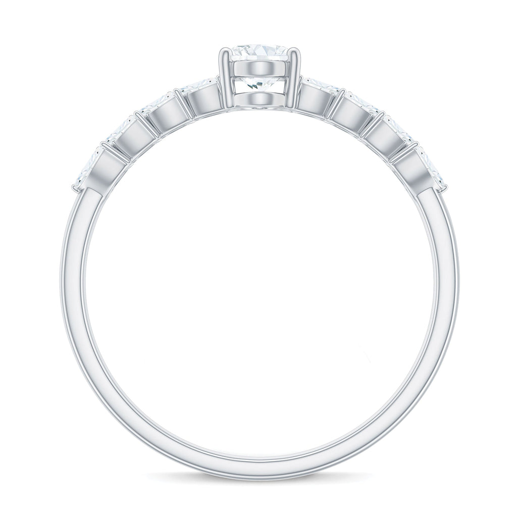 4x6mm Oval Cut Certified Moissanite Engagement Split Shank Ring