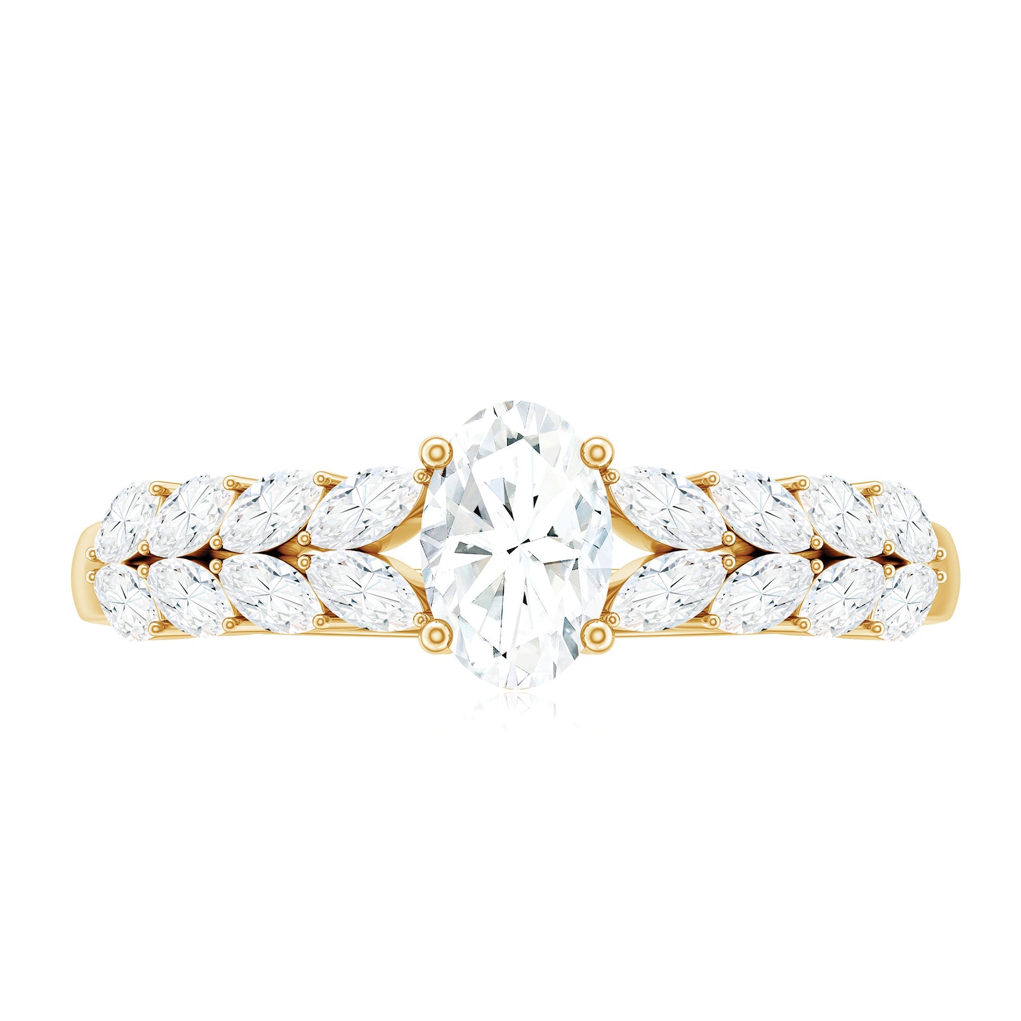 4x6mm Oval Cut Certified Moissanite Engagement Split Shank Ring