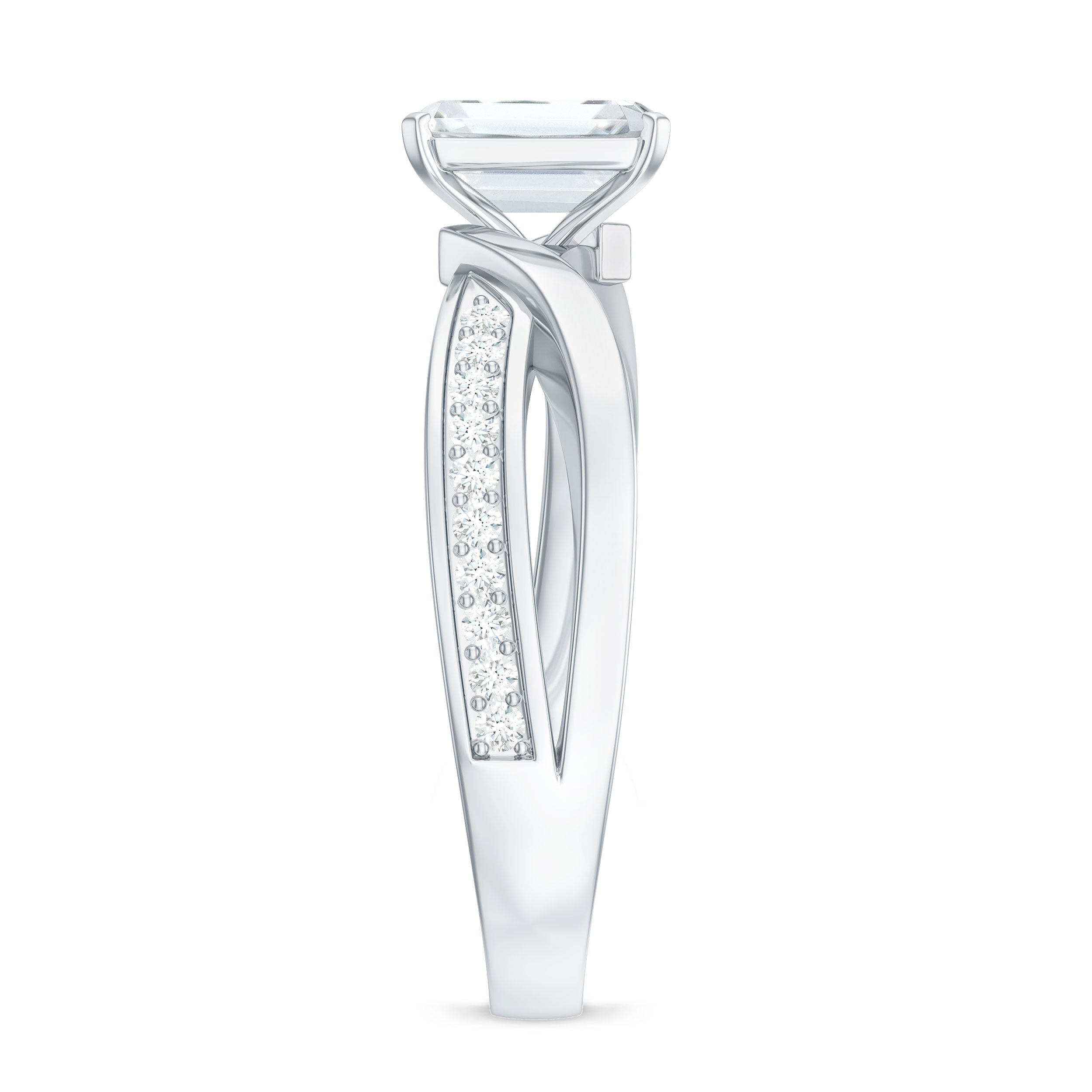 6X8mm Emerald Cut Moissanite Infinity Engagement Ring