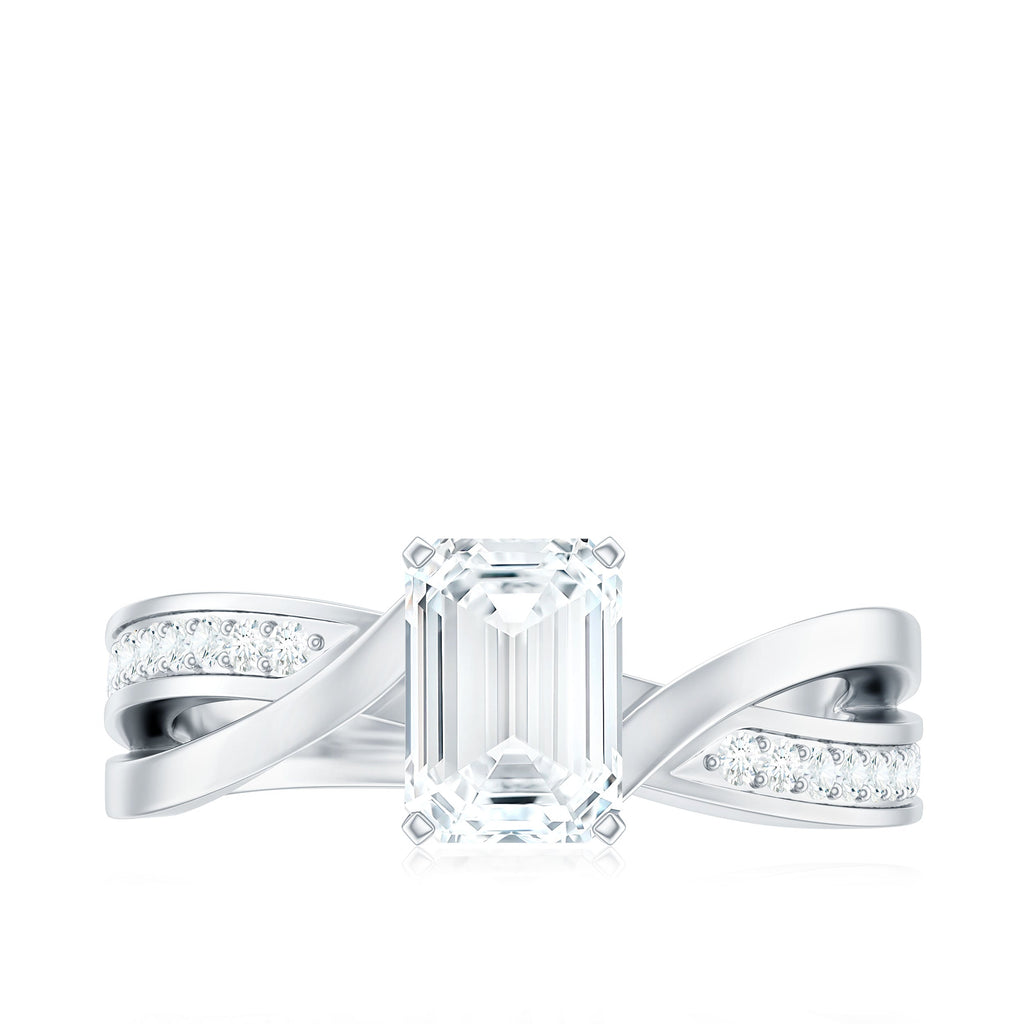 6X8mm Emerald Cut Moissanite Infinity Engagement Ring