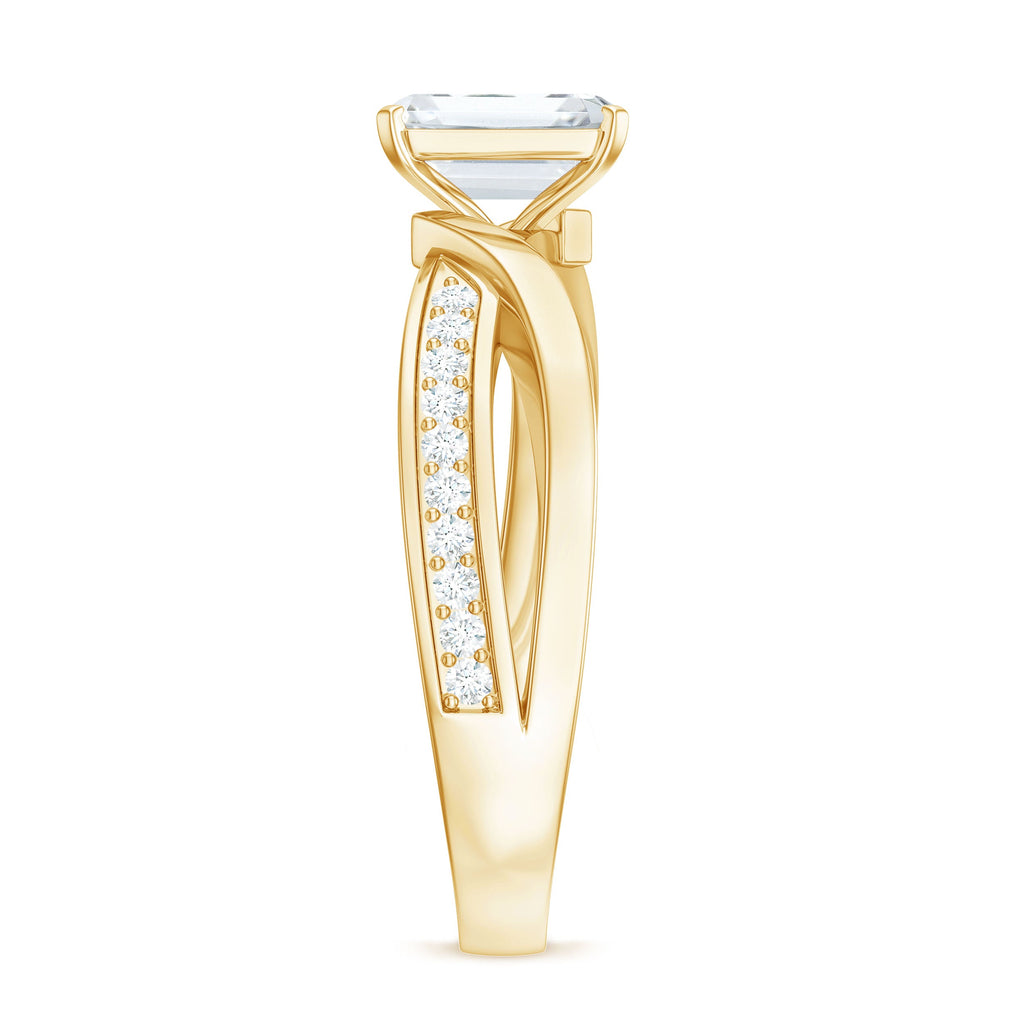 6X8mm Emerald Cut Moissanite Infinity Engagement Ring