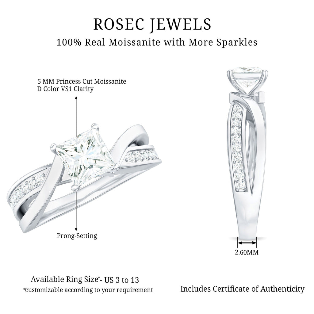 5mm Princess Cut Moissanite Solitaire Infinity Engagement Ring