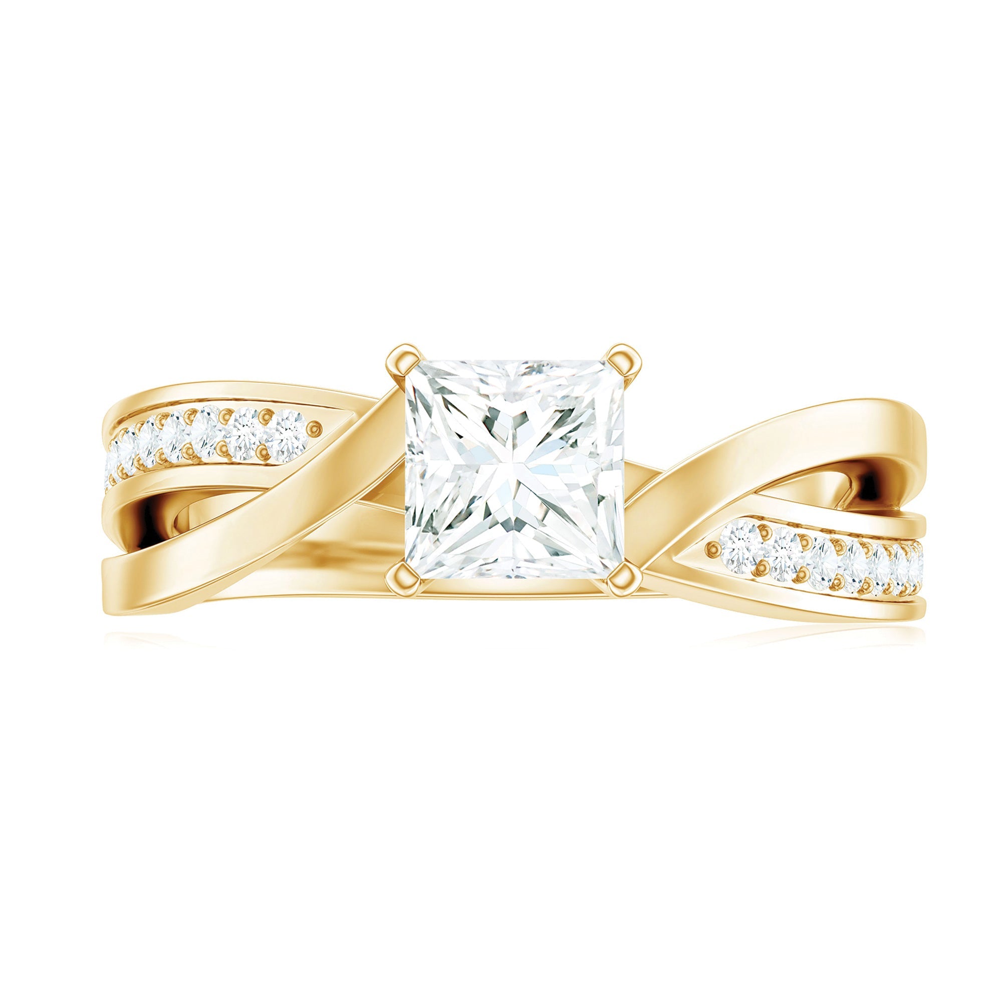 5mm Princess Cut Moissanite Solitaire Infinity Engagement Ring