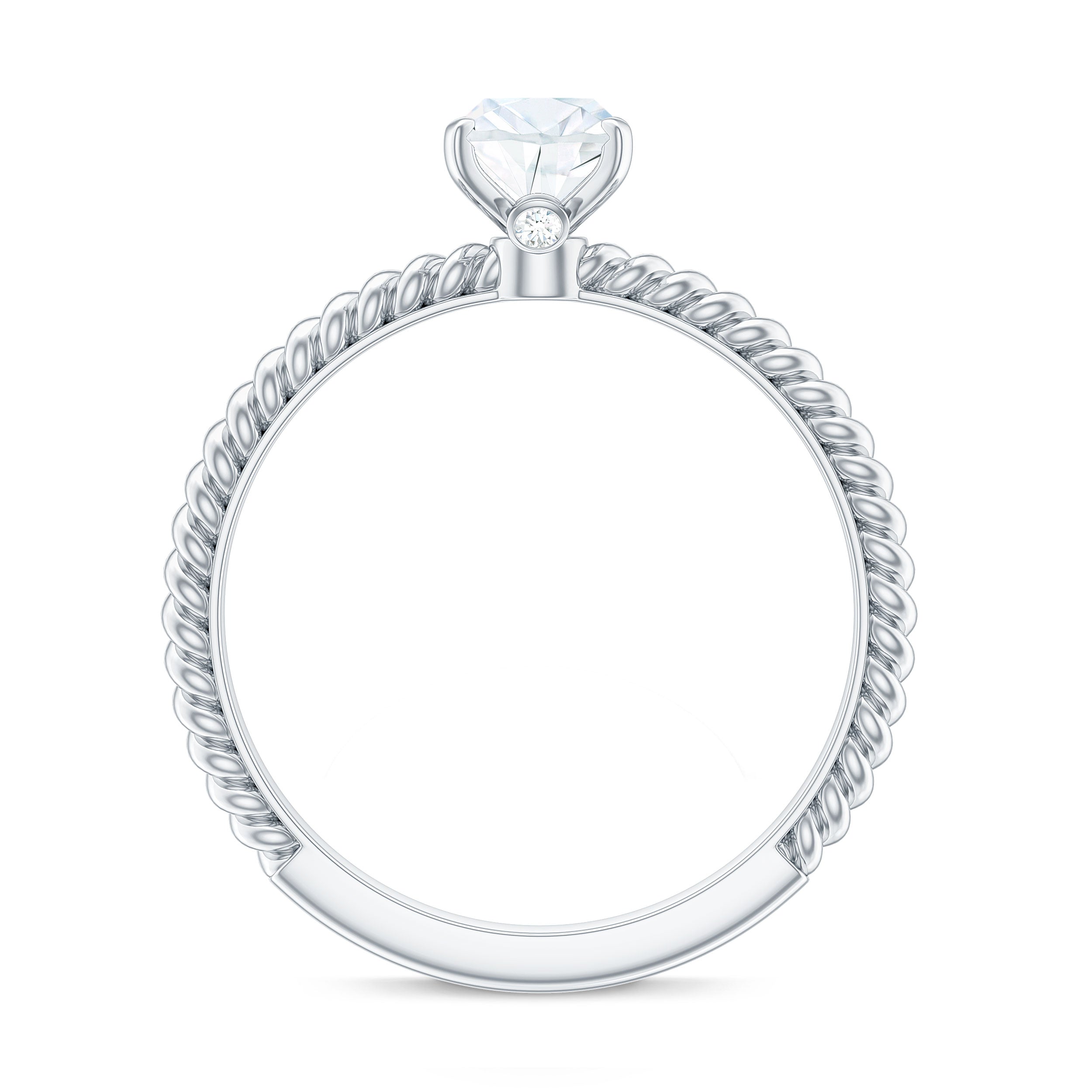 5X10mm Marquise Cut Moissanite Solitaire Engagement Ring with Twisted Rope Shank