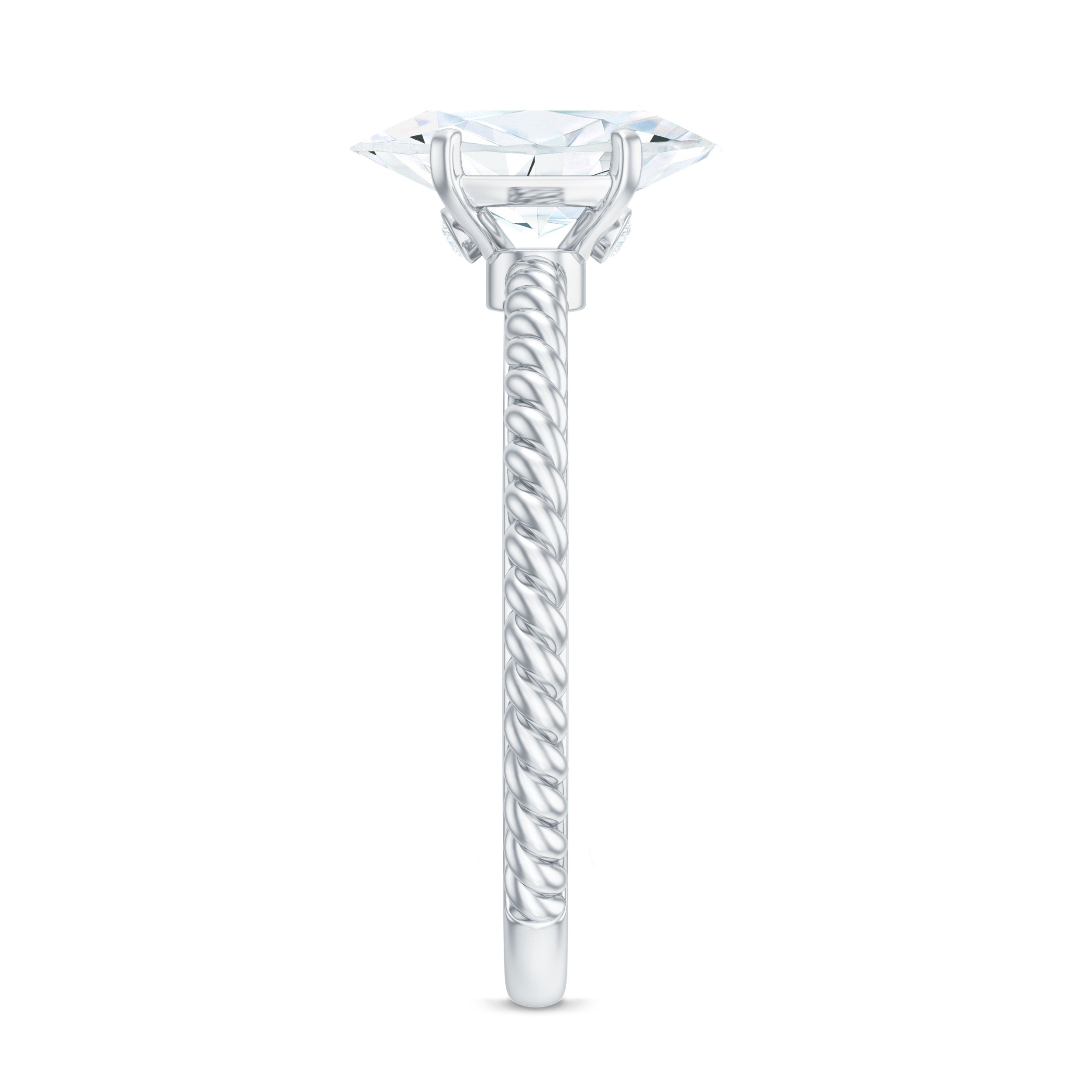 5X10mm Marquise Cut Moissanite Solitaire Engagement Ring with Twisted Rope Shank