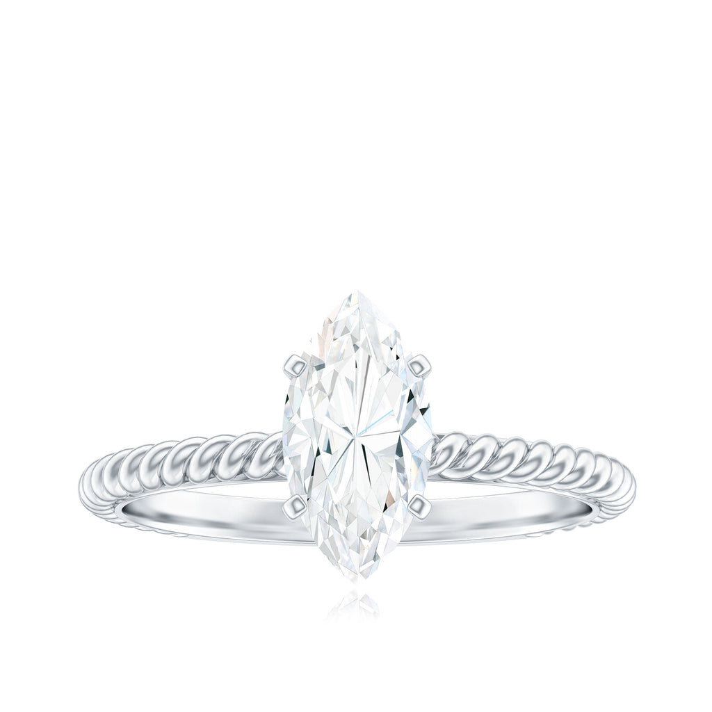 5X10mm Marquise Cut Moissanite Solitaire Engagement Ring with Twisted Rope Shank