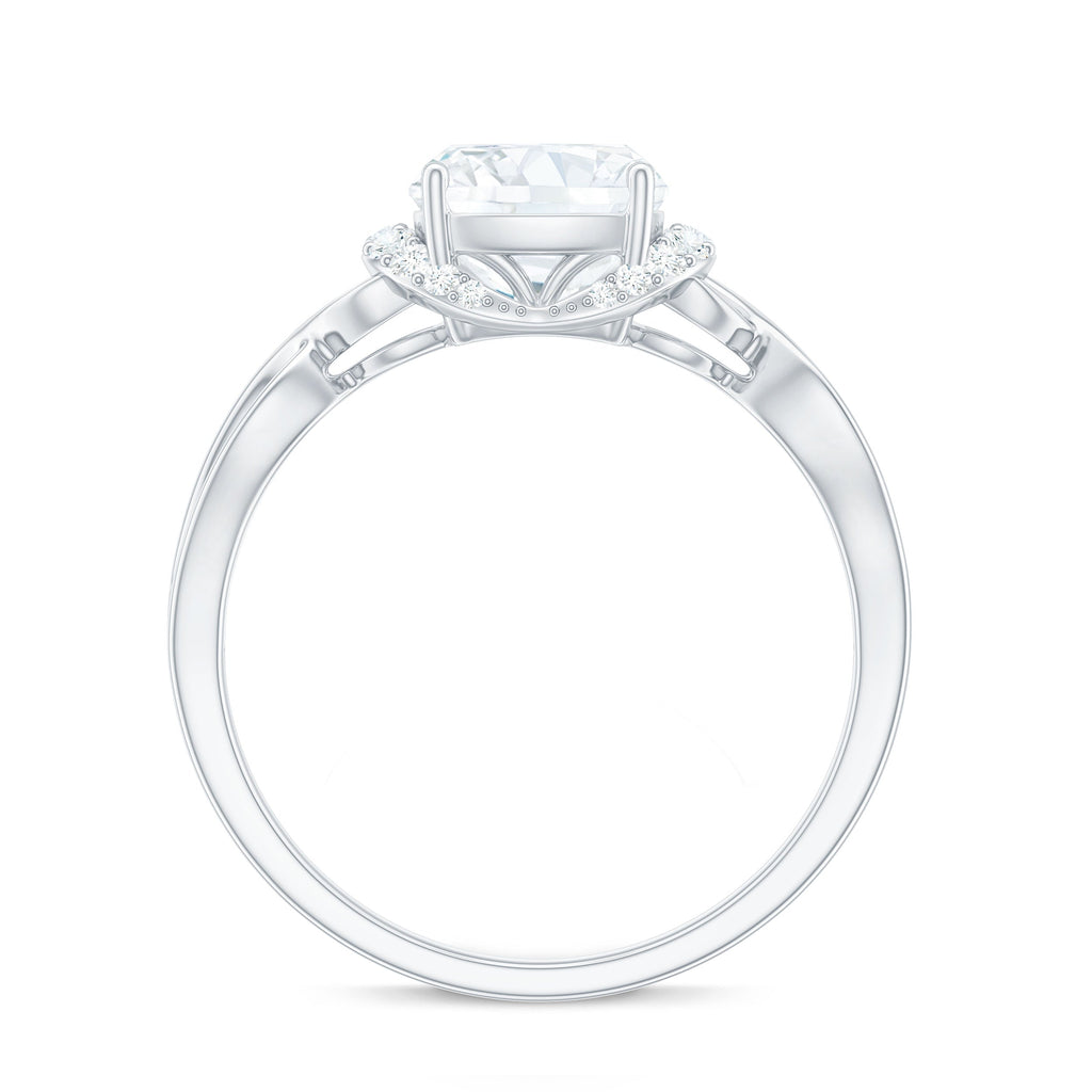 3.25ct Cushion Cut Moissanite Solitaire Engagement Ring with Infinity Shank