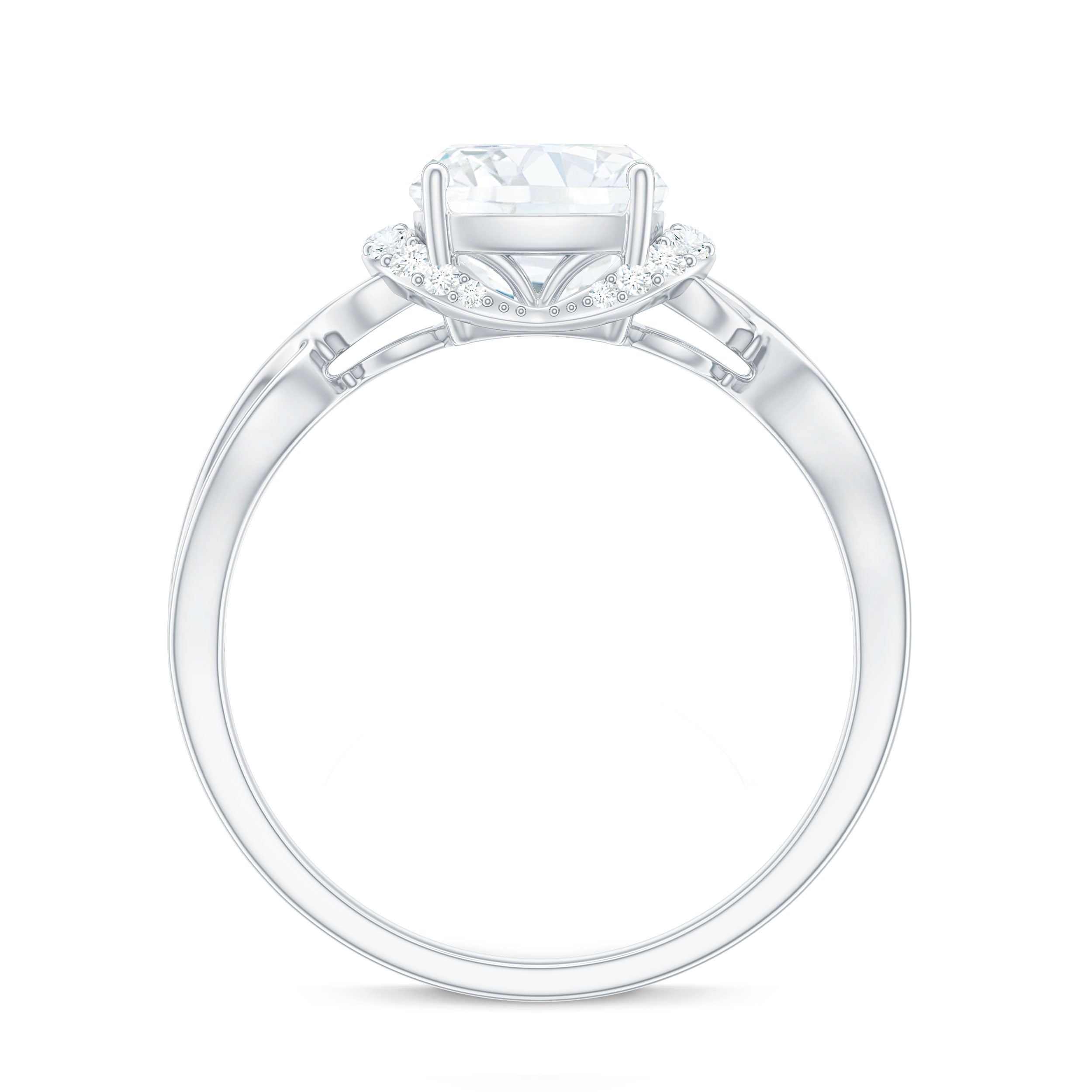 3.25ct Cushion Cut Moissanite Solitaire Engagement Ring with Infinity Shank