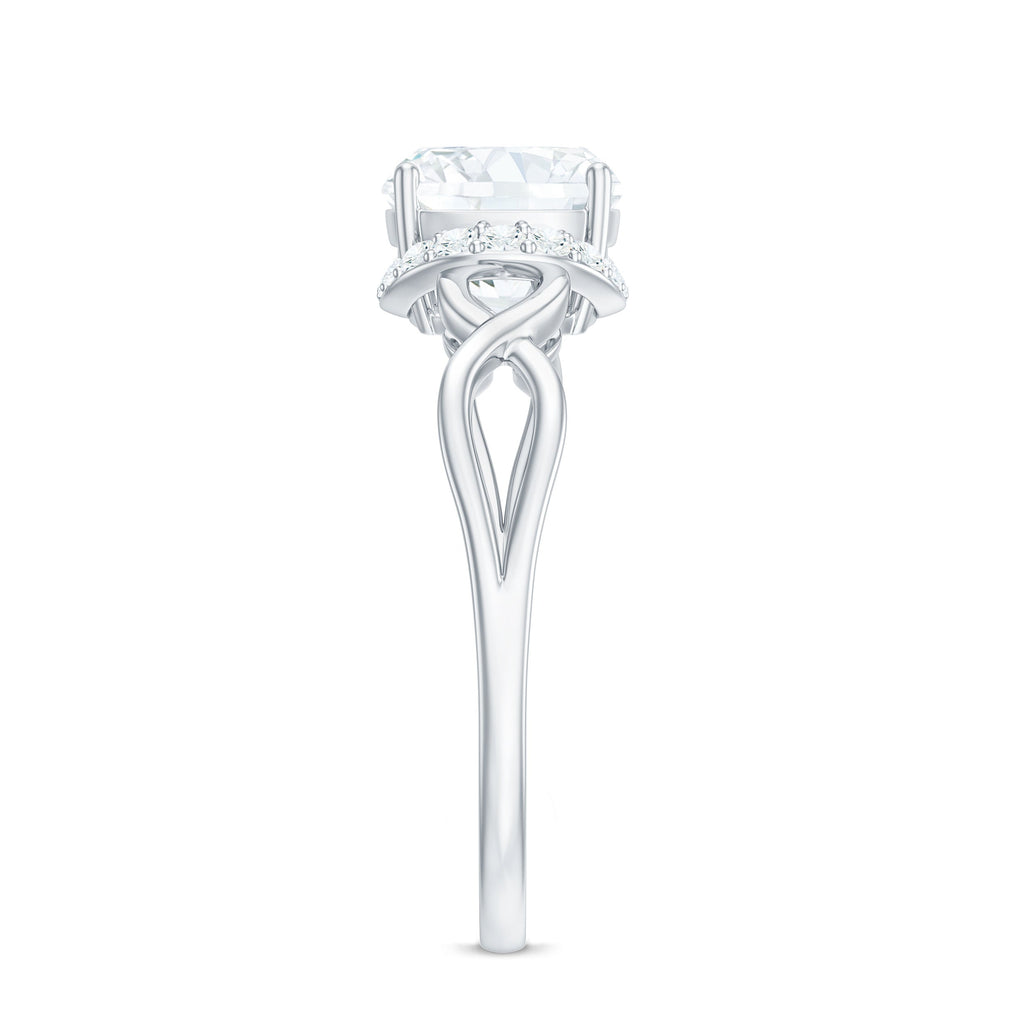 3.25ct Cushion Cut Moissanite Solitaire Engagement Ring with Infinity Shank