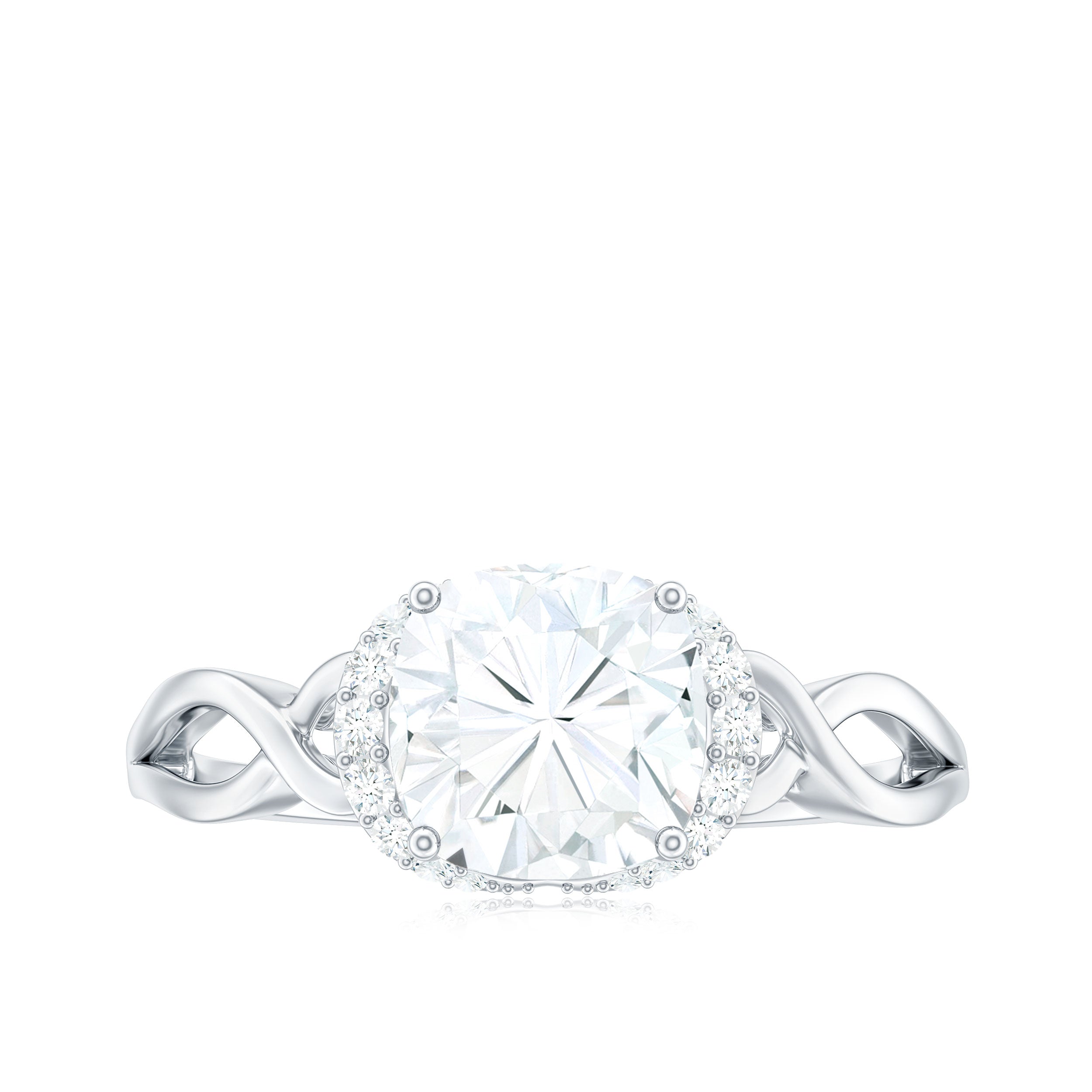 3.25ct Cushion Cut Moissanite Solitaire Engagement Ring with Infinity Shank