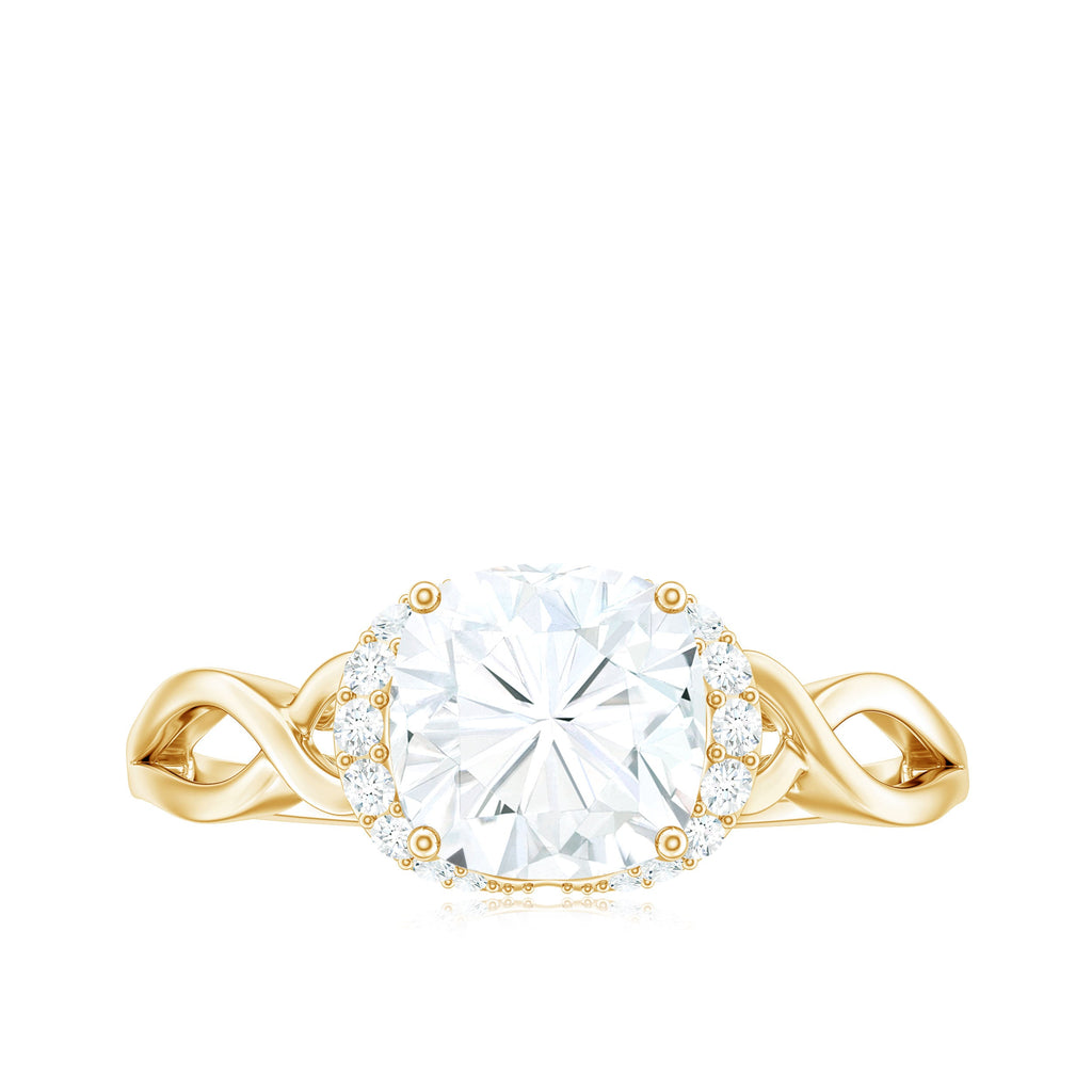 3.25ct Cushion Cut Moissanite Solitaire Engagement Ring with Infinity Shank