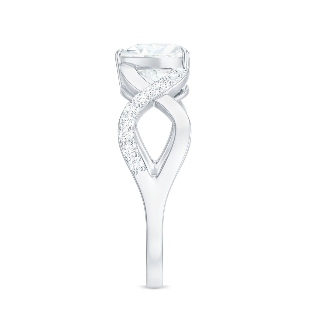 Heart Shape Certified Moissanite Infinity Style Engagement Ring