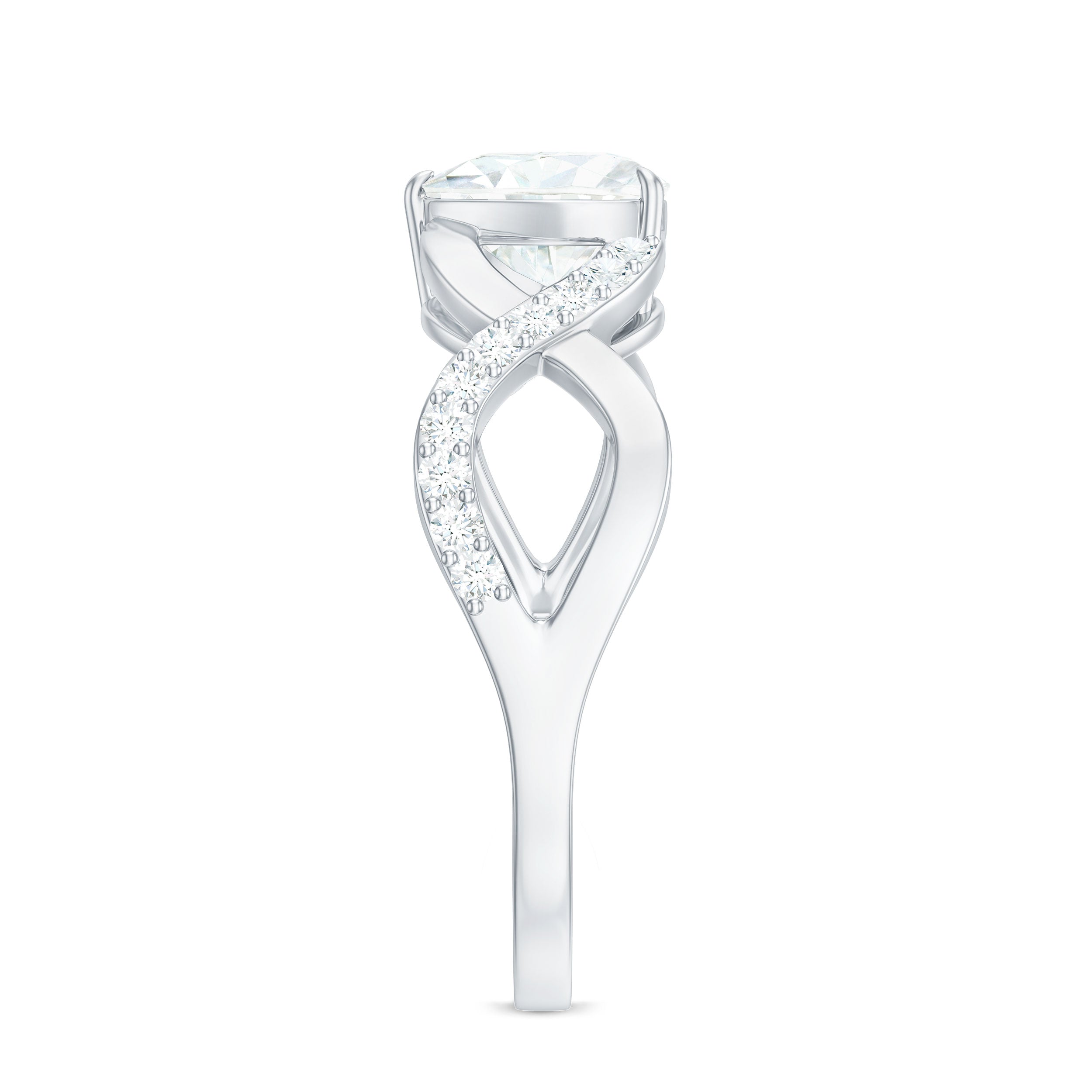 Heart Shape Certified Moissanite Infinity Style Engagement Ring