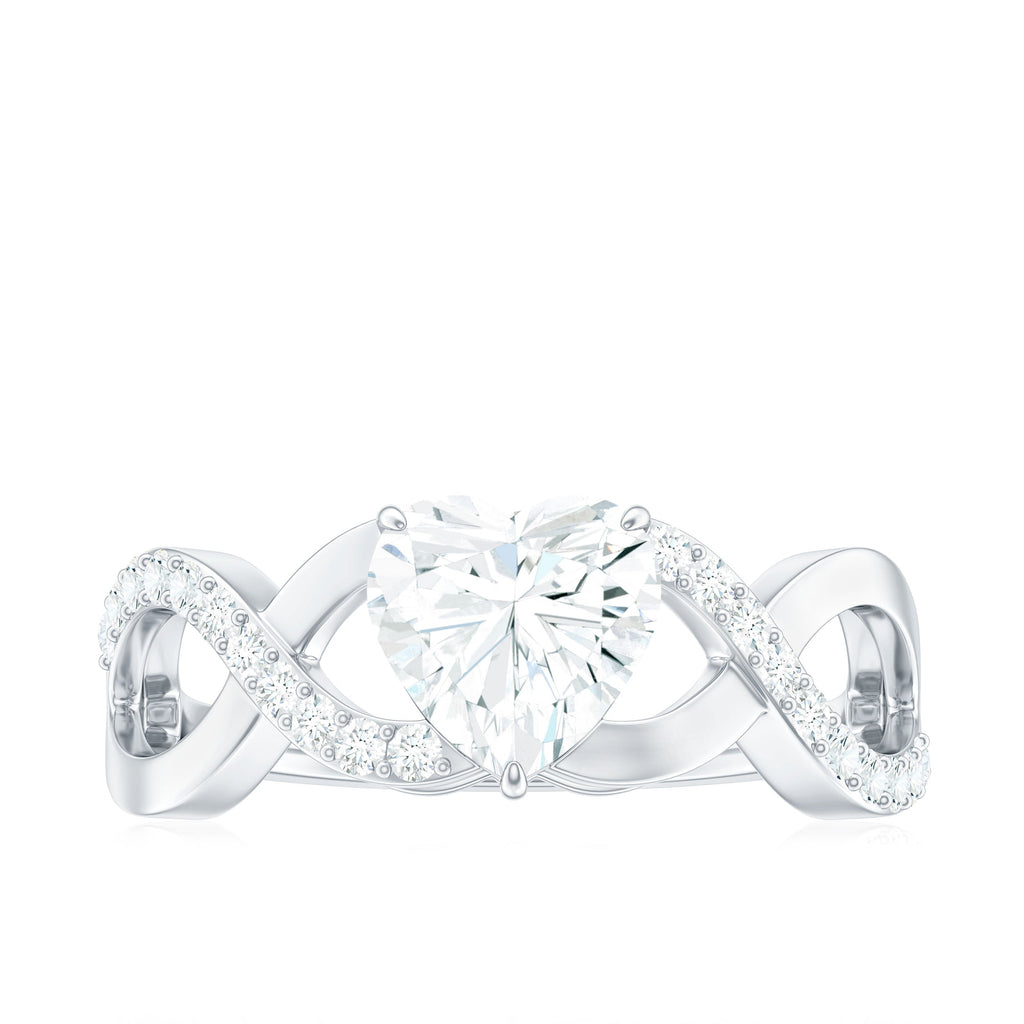 Heart Shape Certified Moissanite Infinity Style Engagement Ring