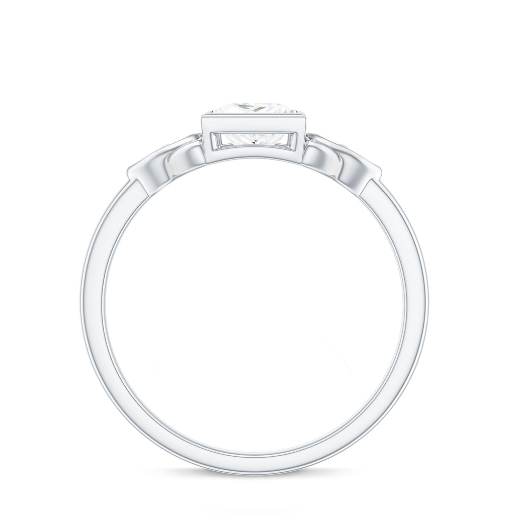 5x5mm Princess Cut Certified Moissanite Solitaire Ring with Celtic Knot Style