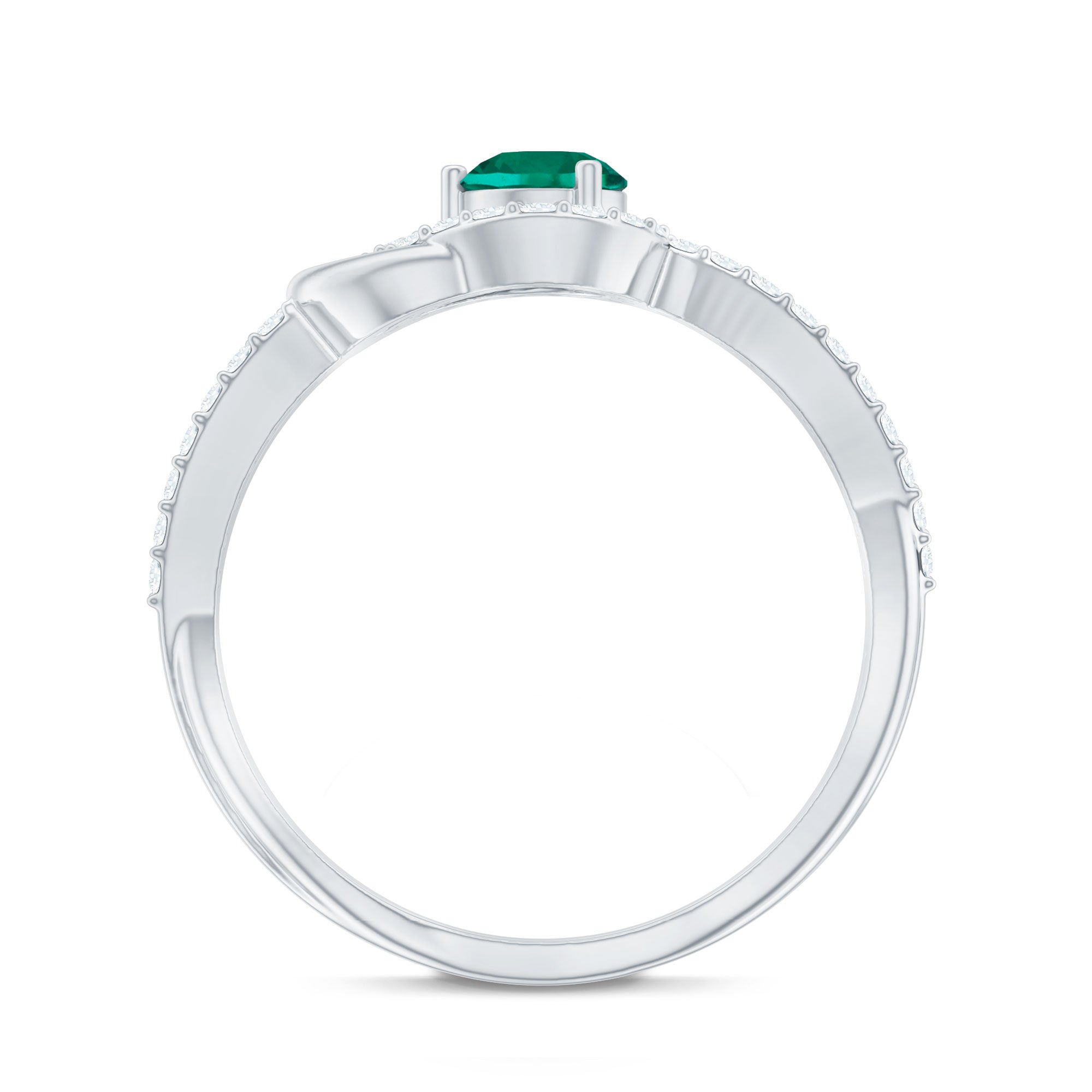 Lab Created Emerald Infinity Promise Ring With Diamond