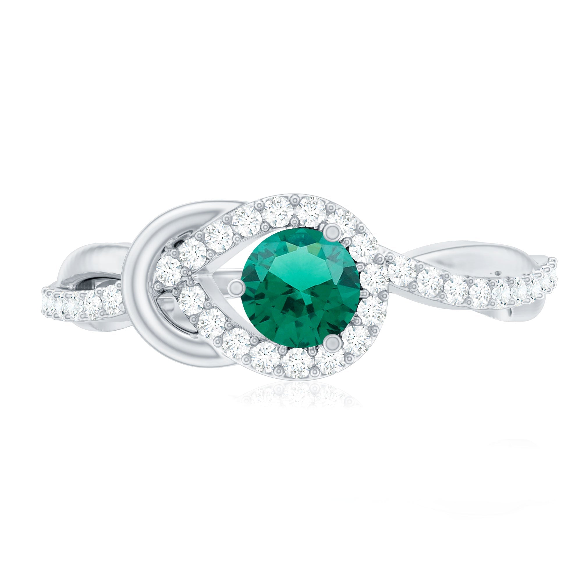 Lab Created Emerald Infinity Promise Ring With Diamond