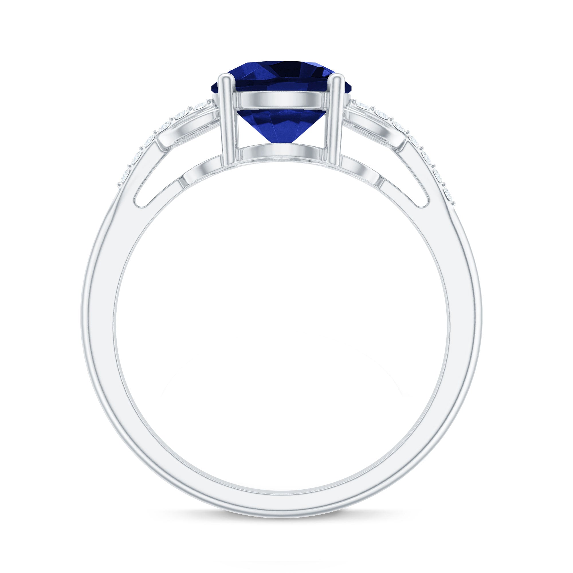 Certified 2.7 Carat Lab Grown Blue Sapphire Diamond Engagement Ring for Women