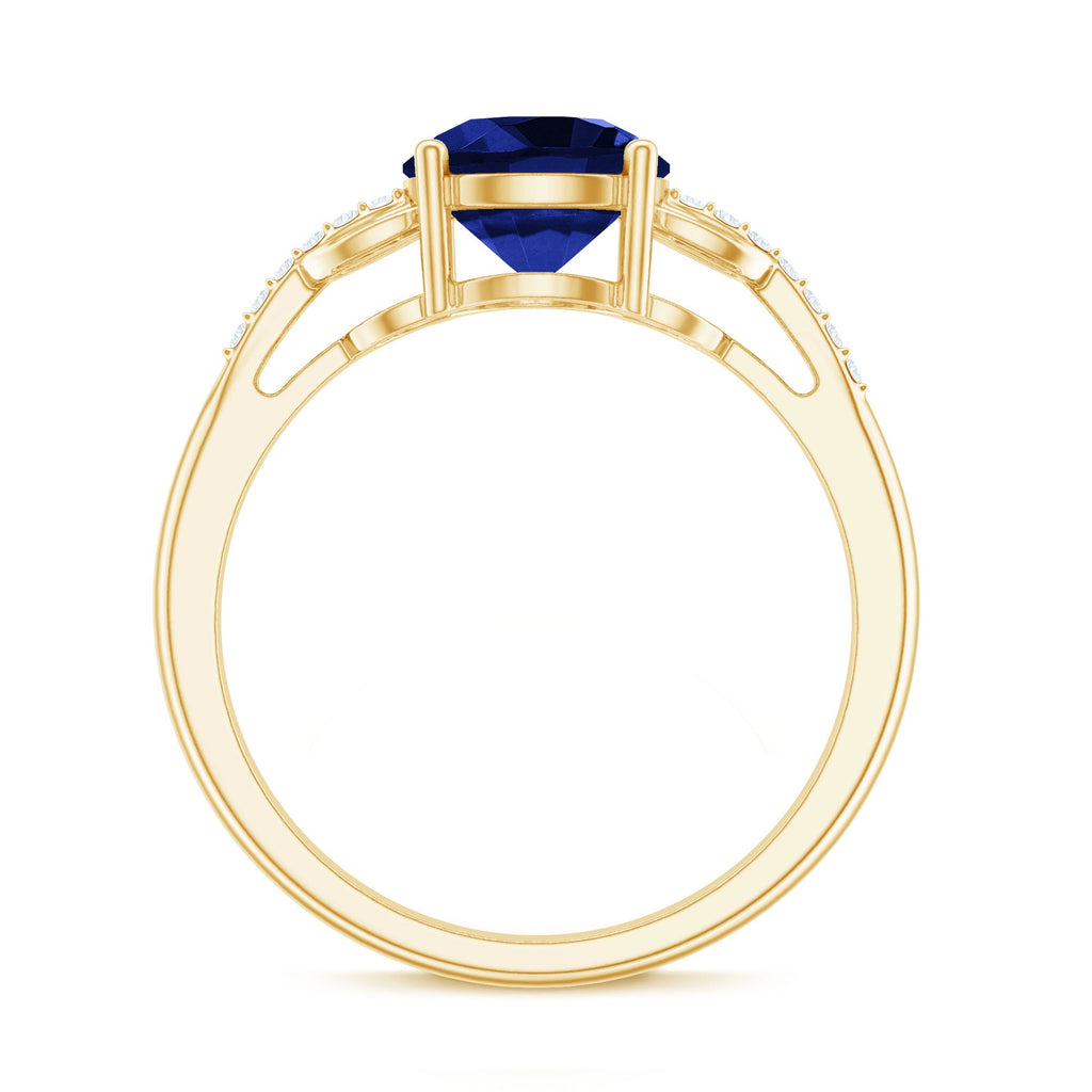 Certified 2.7 Carat Lab Grown Blue Sapphire Diamond Engagement Ring for Women