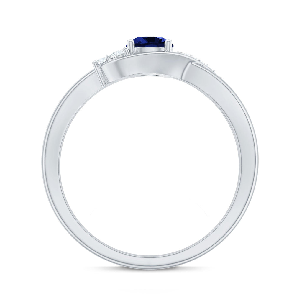 Certified 0.6 Carat Lab Grown Blue Sapphire Diamond Promise Ring for Women